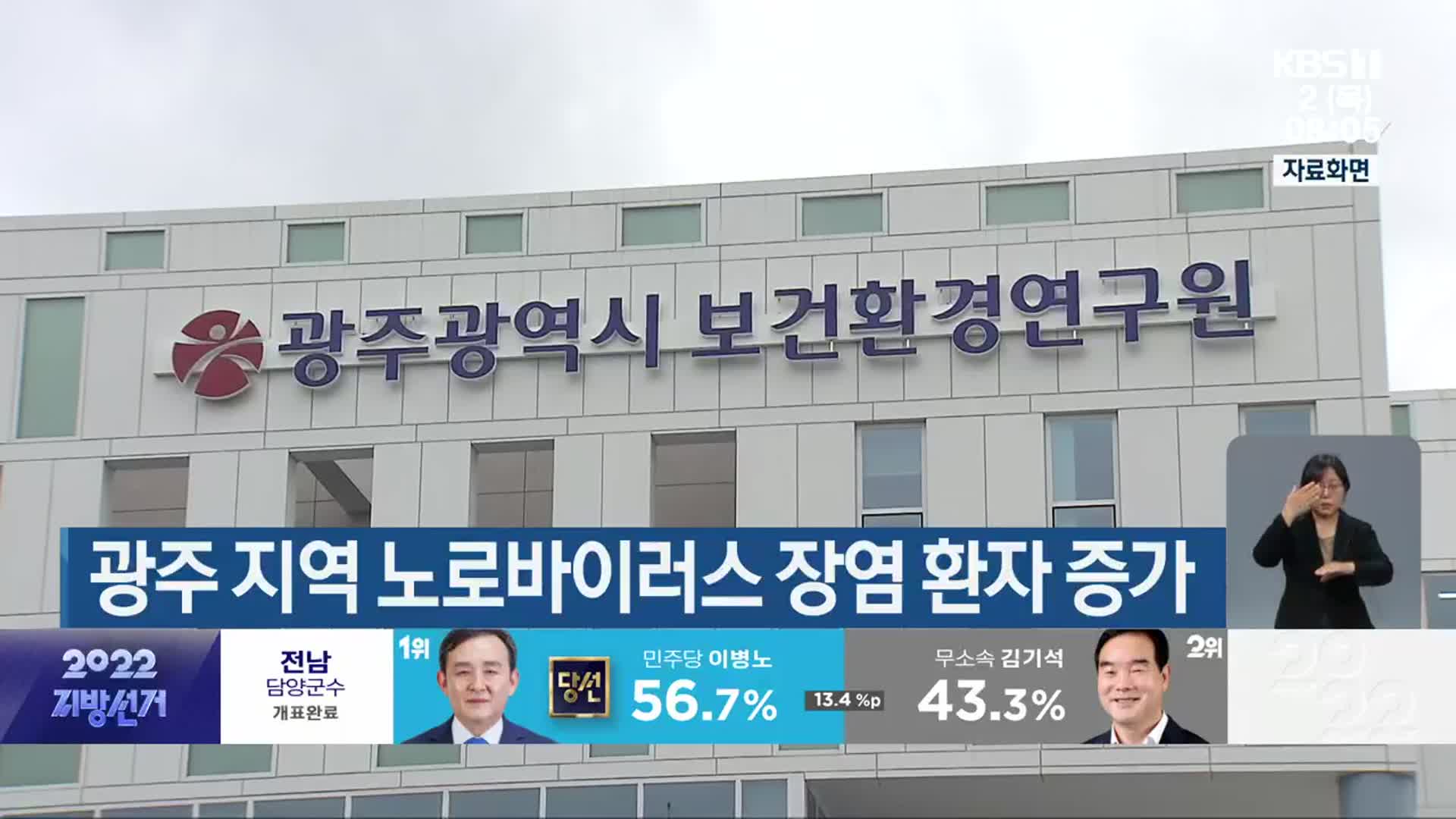 광주 지역 노로바이러스 장염 환자 증가