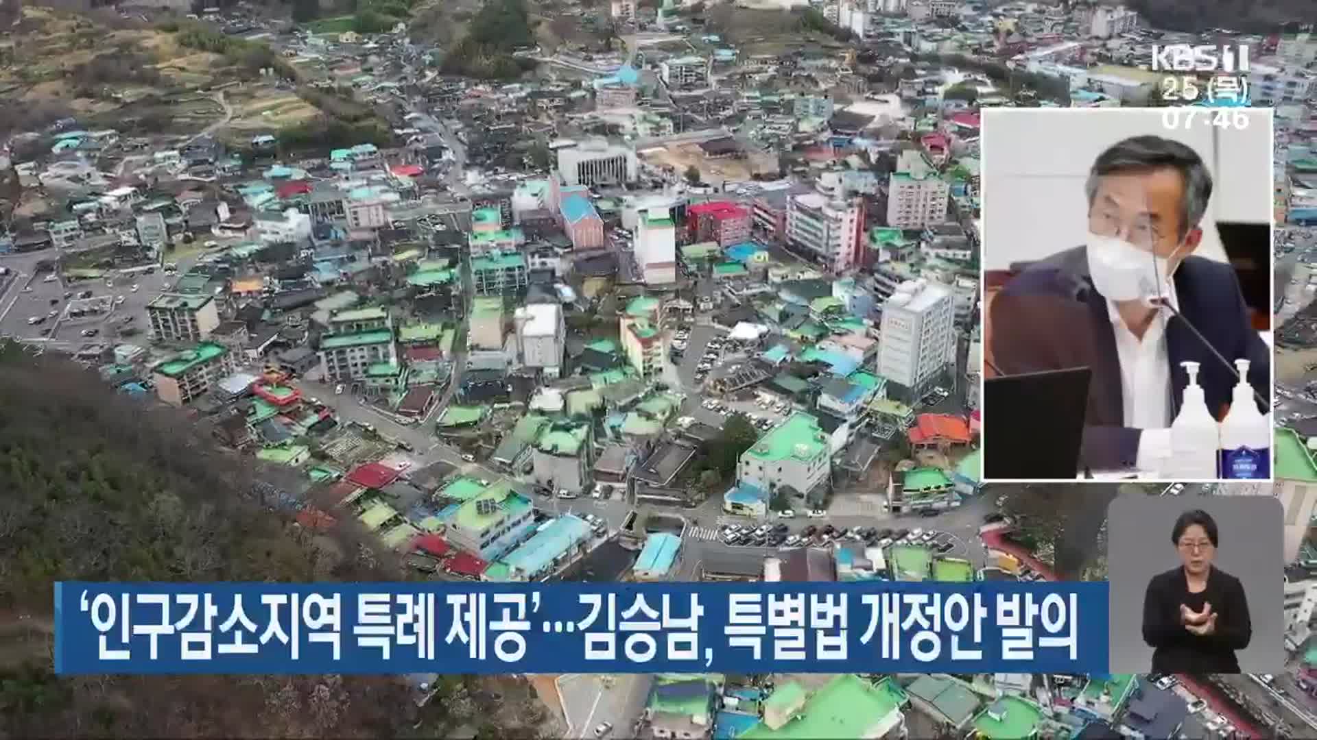 ‘인구감소지역 특례 제공’…김승남, 특별법 개정안 발의