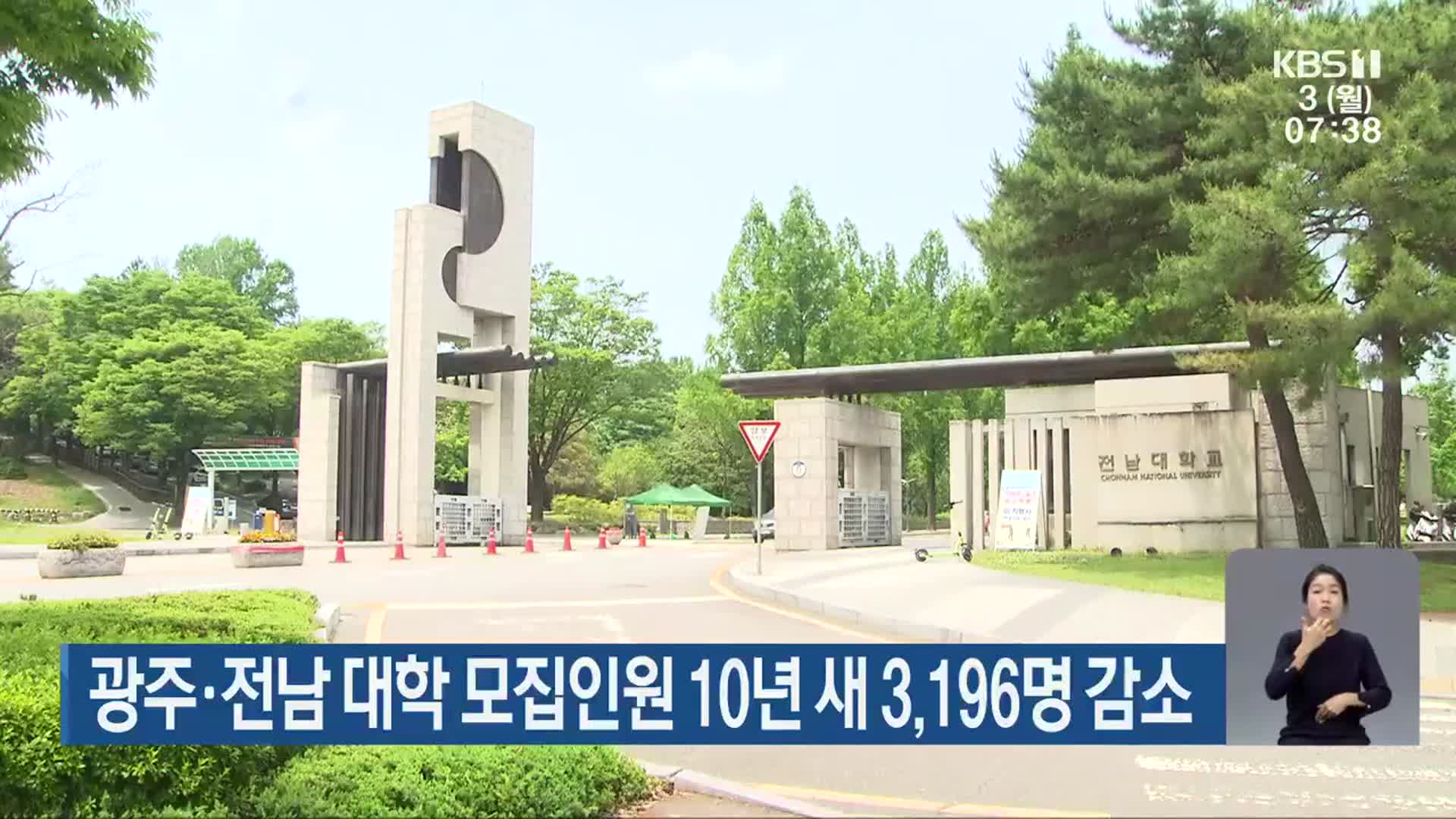 광주·전남 대학 모집인원 10년 새 3,196명 감소