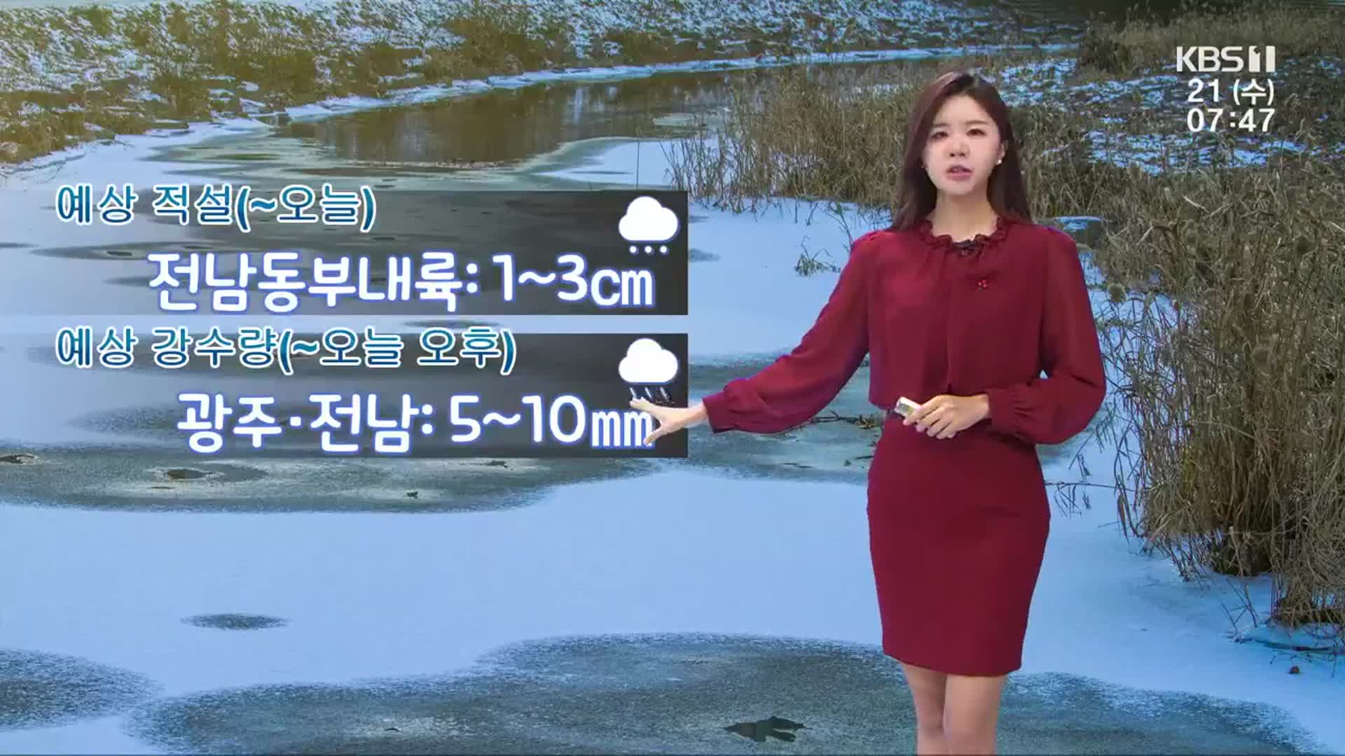 [날씨] 광주·전남 오늘 곳곳 눈·비…내일~글피 많은 눈 주의