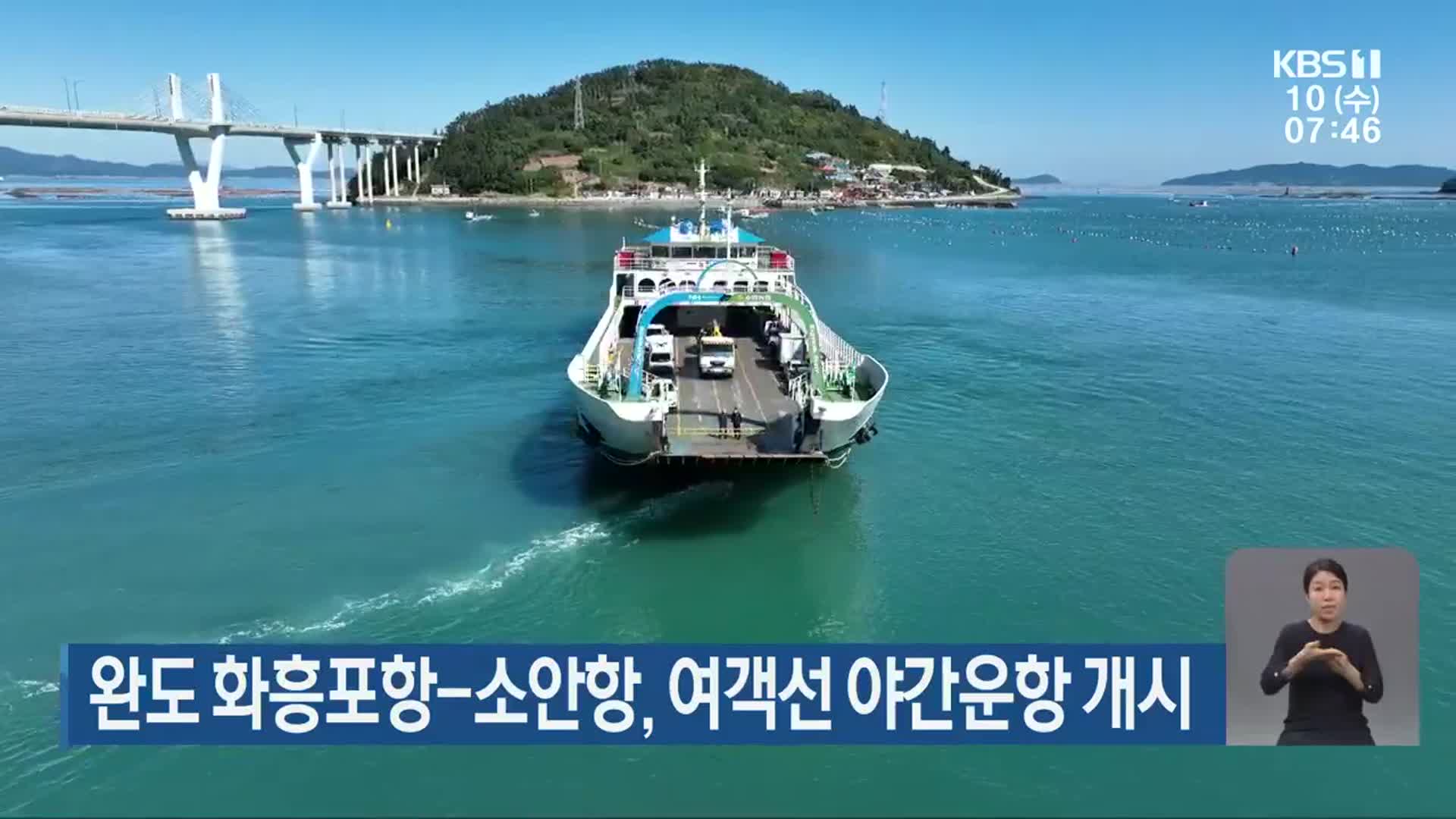 완도 화흥포항-소안항, 여객선 야간운항 개시