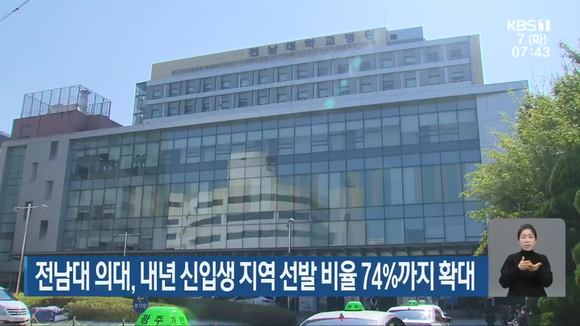 전남대 의대, 내년 신입생 지역 선발 비율 74%까지 확대