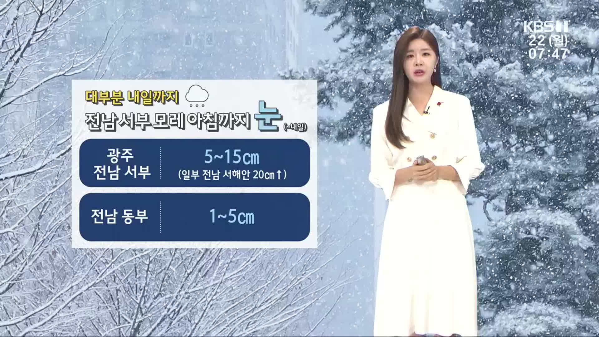 [날씨] 광주·전남 최고 20cm↑ 많은 눈…종일 영하권 추위