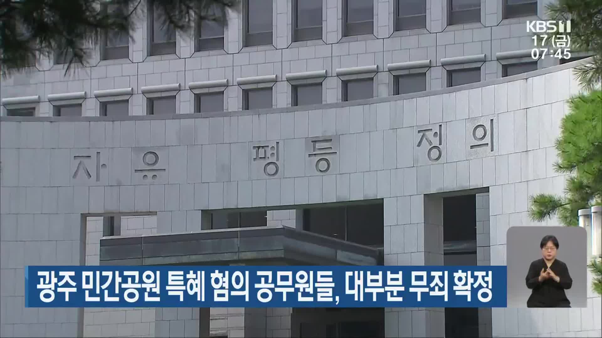 광주 민간공원 특혜 혐의 공무원들, 대부분 무죄 확정