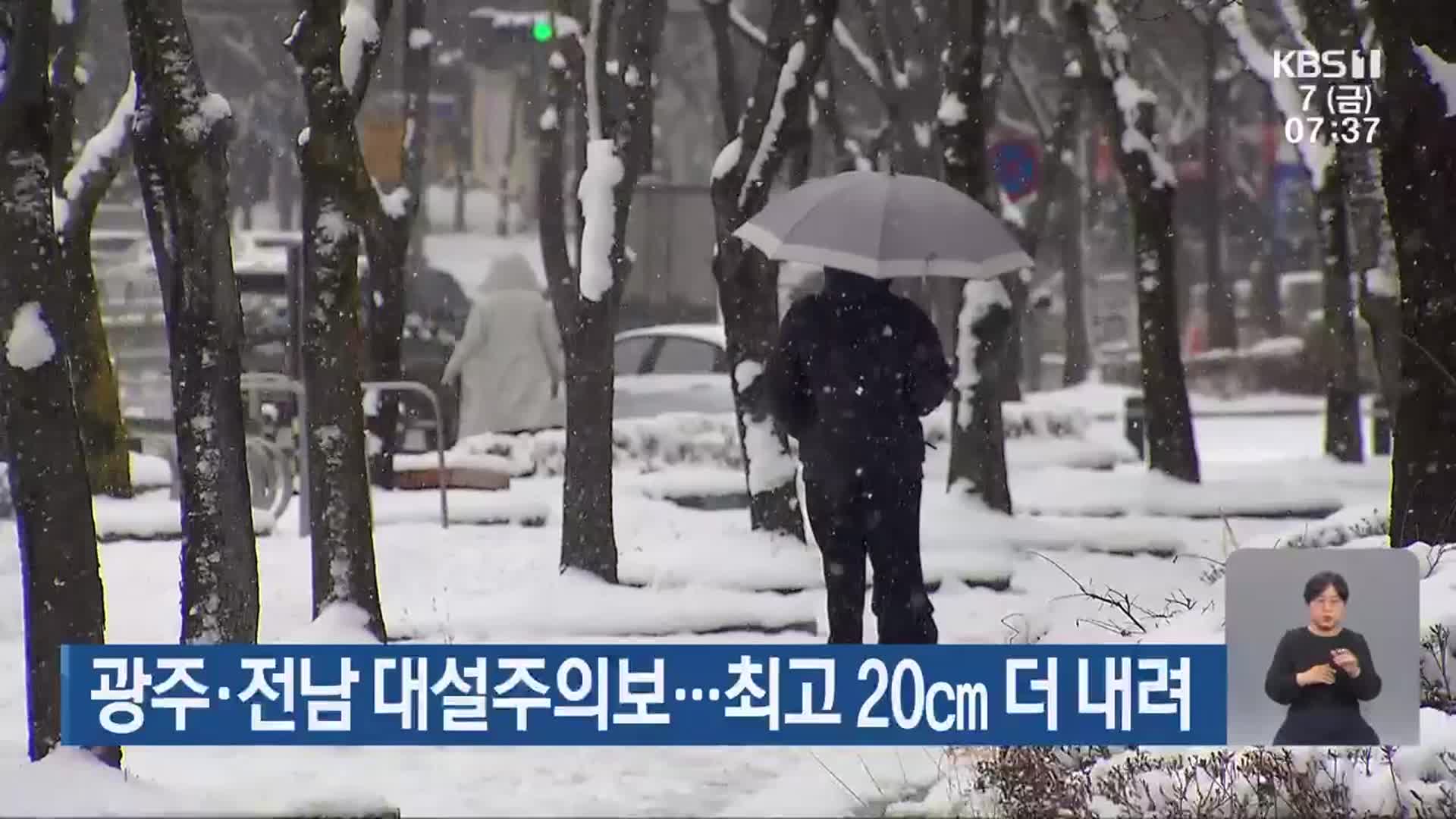 광주·전남 대설주의보…최고 20cm 더 내려