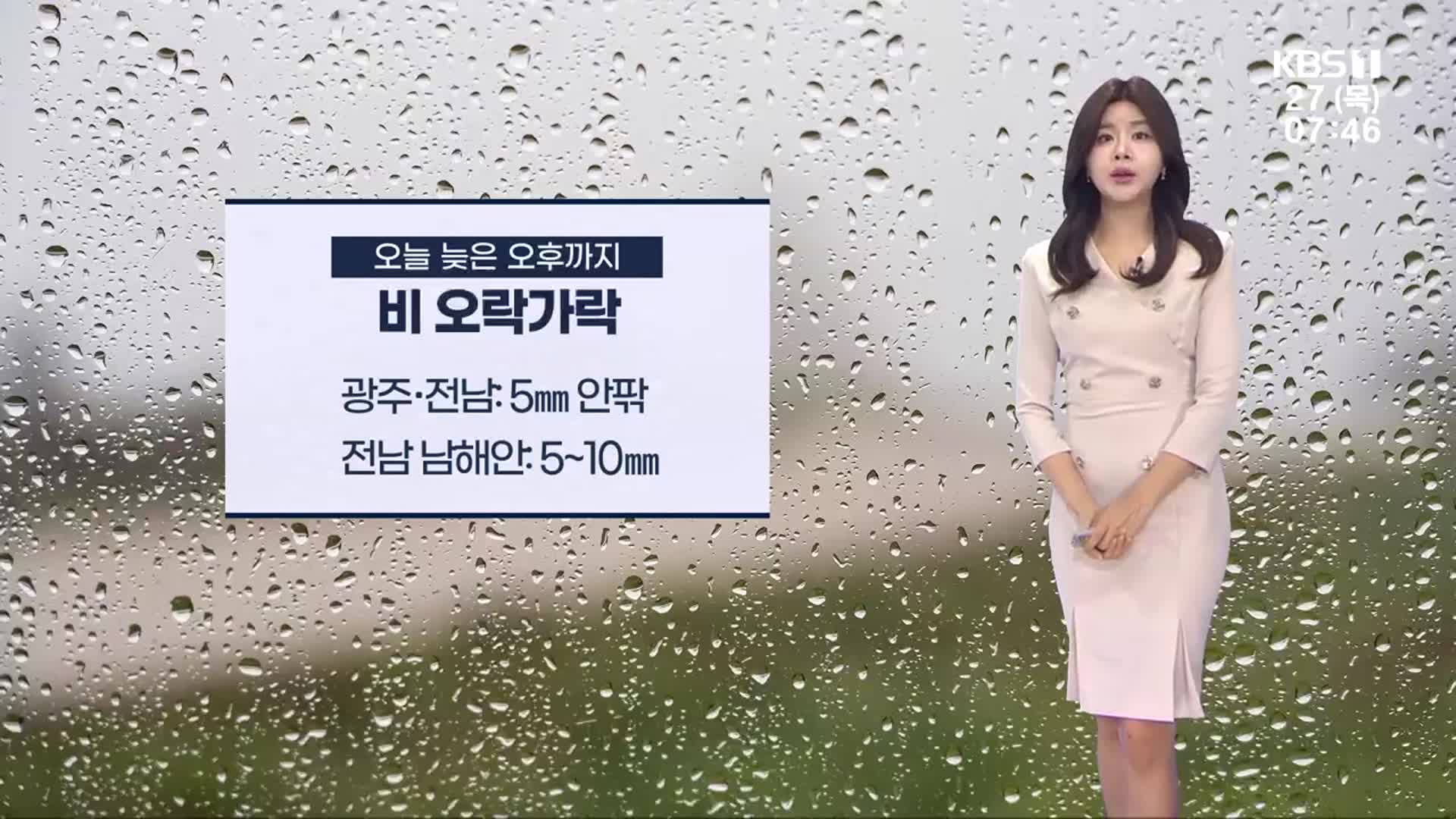 [날씨] 광주·전남 오후까지 비 오락가락…밤부터 기온 뚝↓