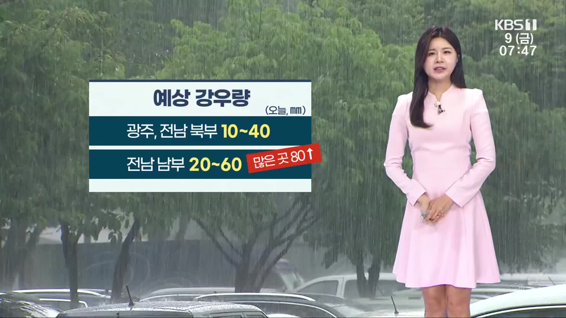 [날씨] 광주·전남 저녁까지 남부 많은 비…최고 80mm↑