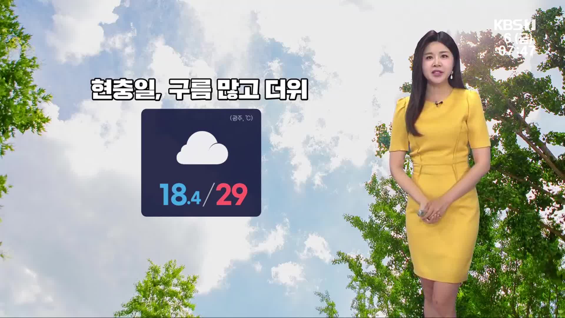 [날씨] 광주·전남 현충일, 구름 많고 더워…자외선 주의