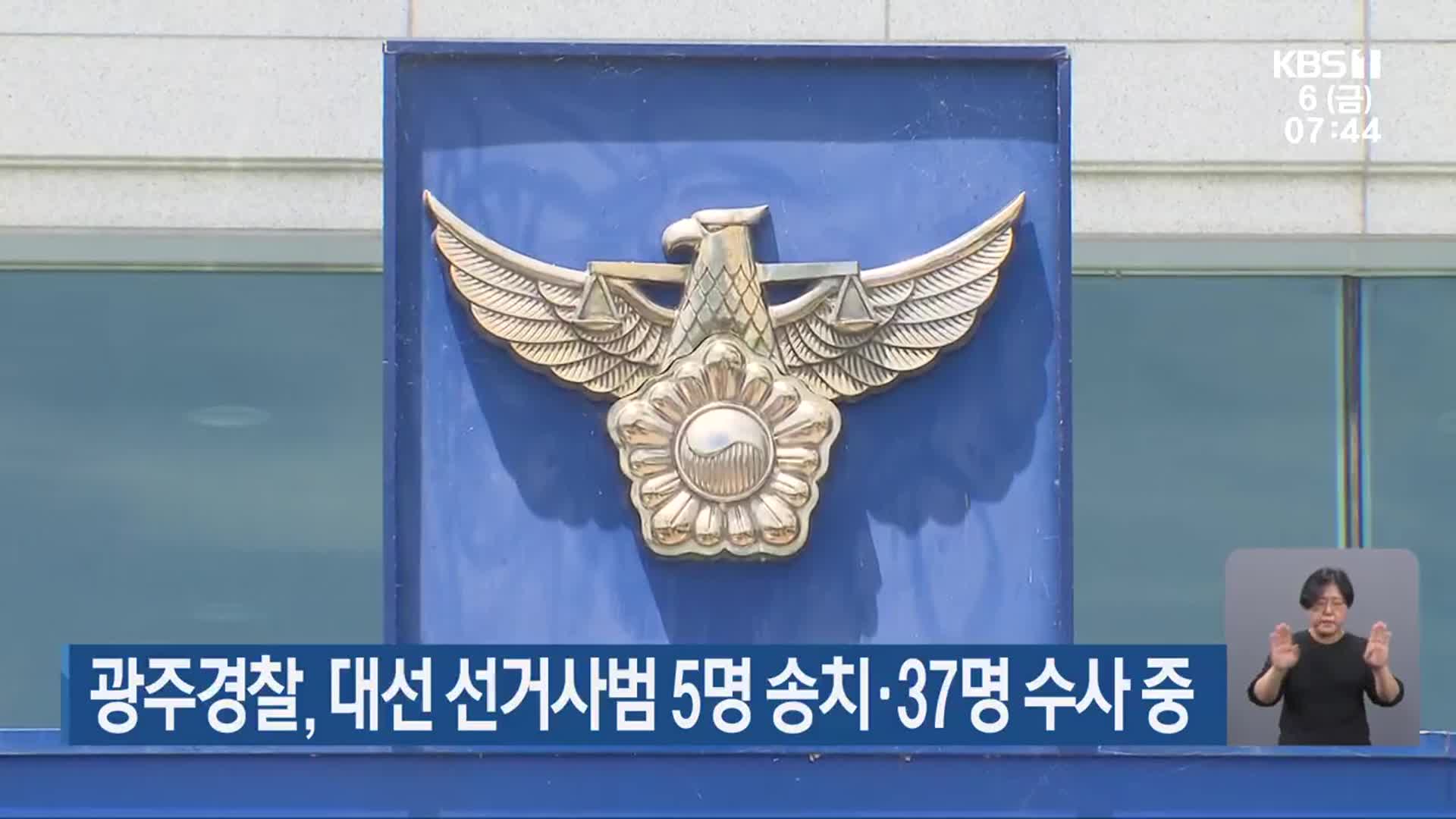 광주경찰, 대선 선거사범 5명 송치·37명 수사 중