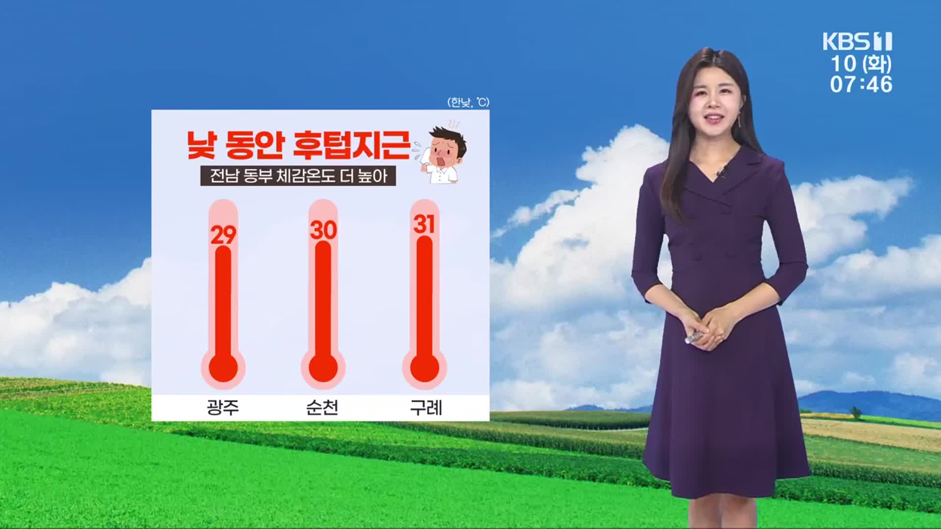 [날씨] 광주·전남 낮 동안 후텁지근…체감온도 31도↑
