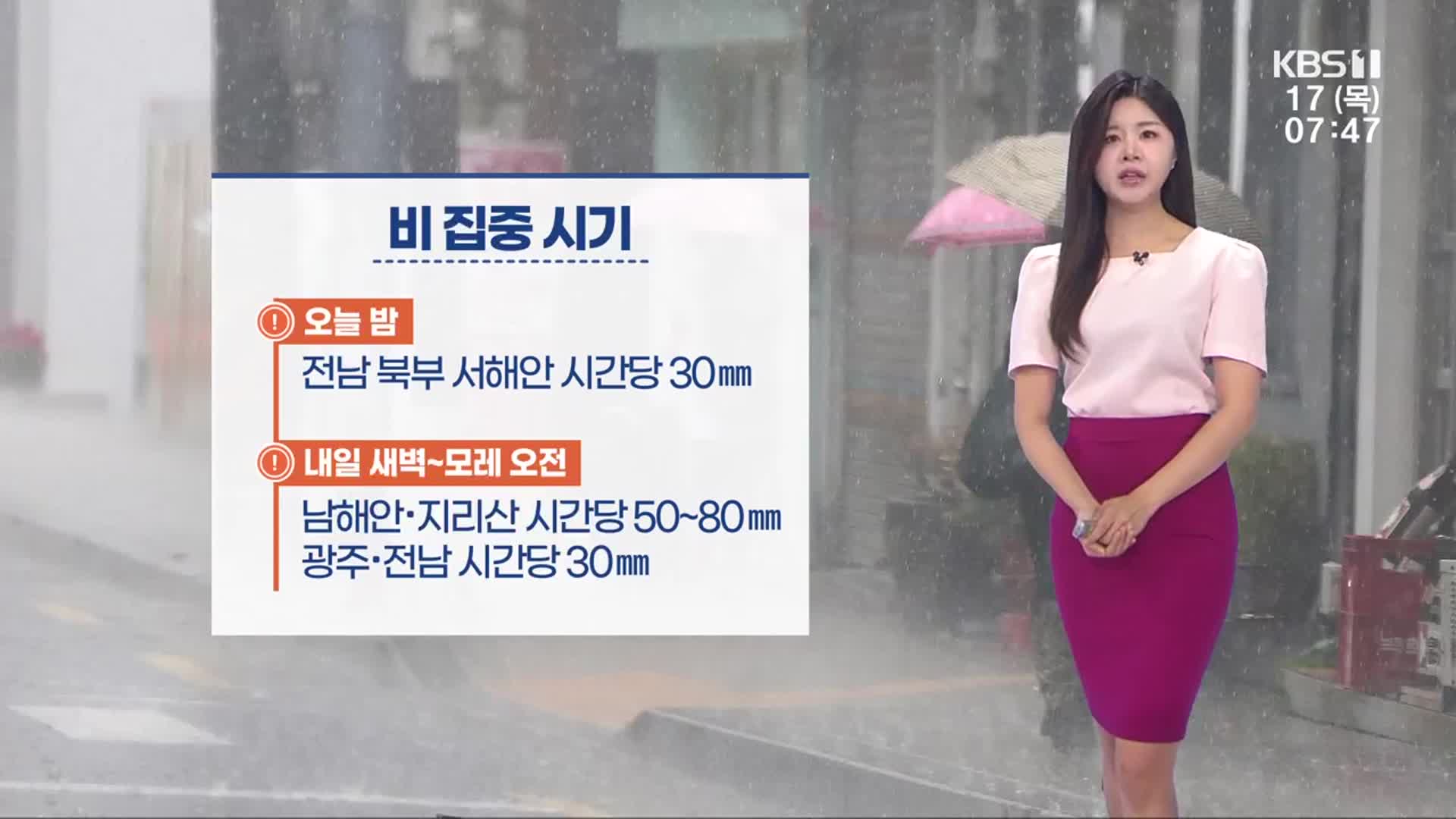 [날씨] 광주·전남 모레까지 강하고 많은 비…최대 300mm↑