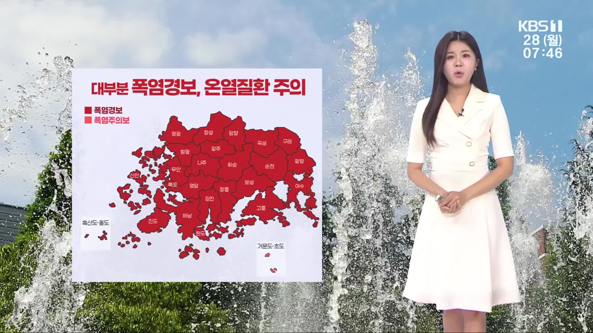 [날씨] 광주·전남 극한 폭염…한낮 35도 계속