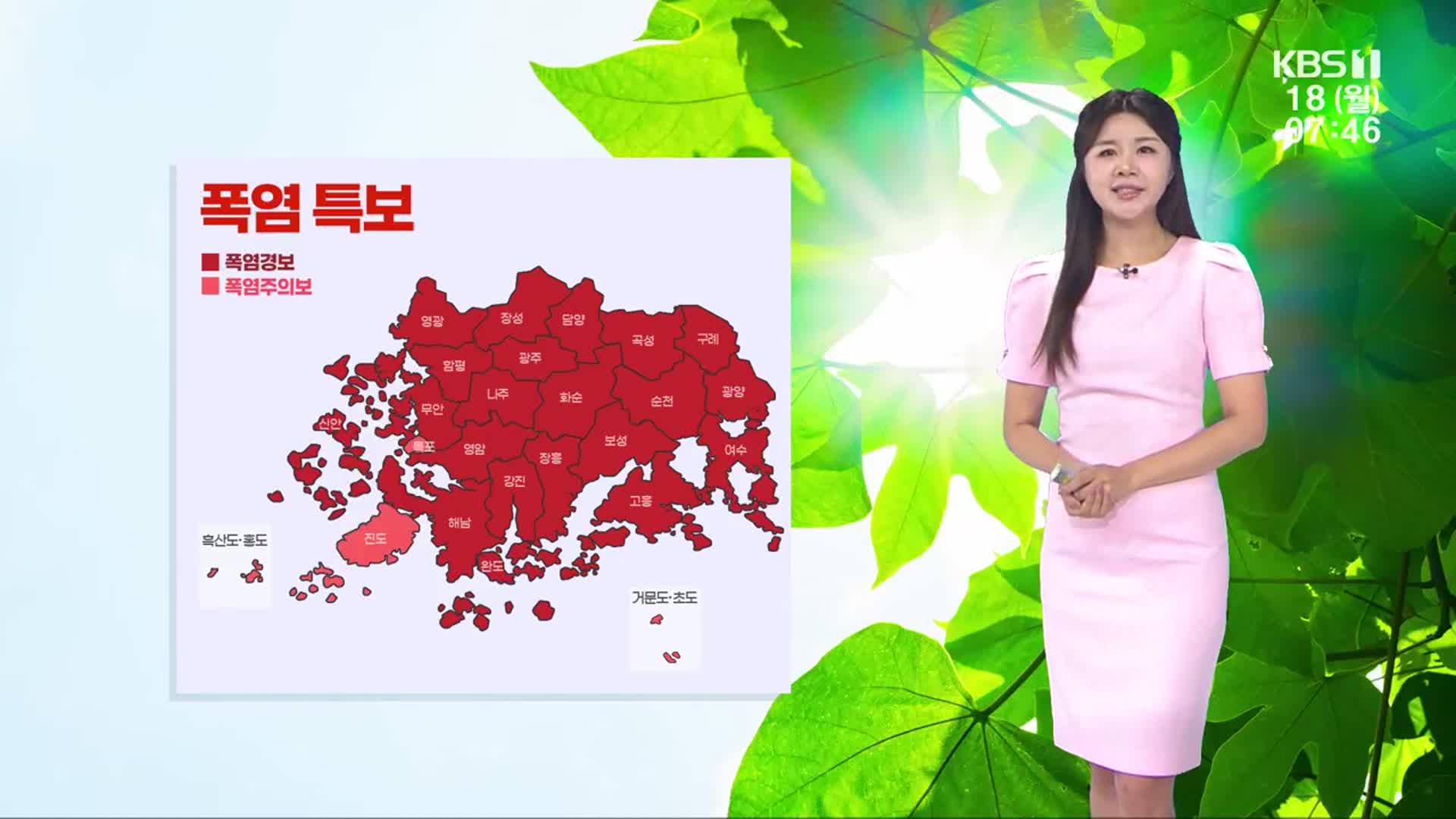 [날씨] 광주·전남 전 지역 폭염 특보…오후까지 소나기