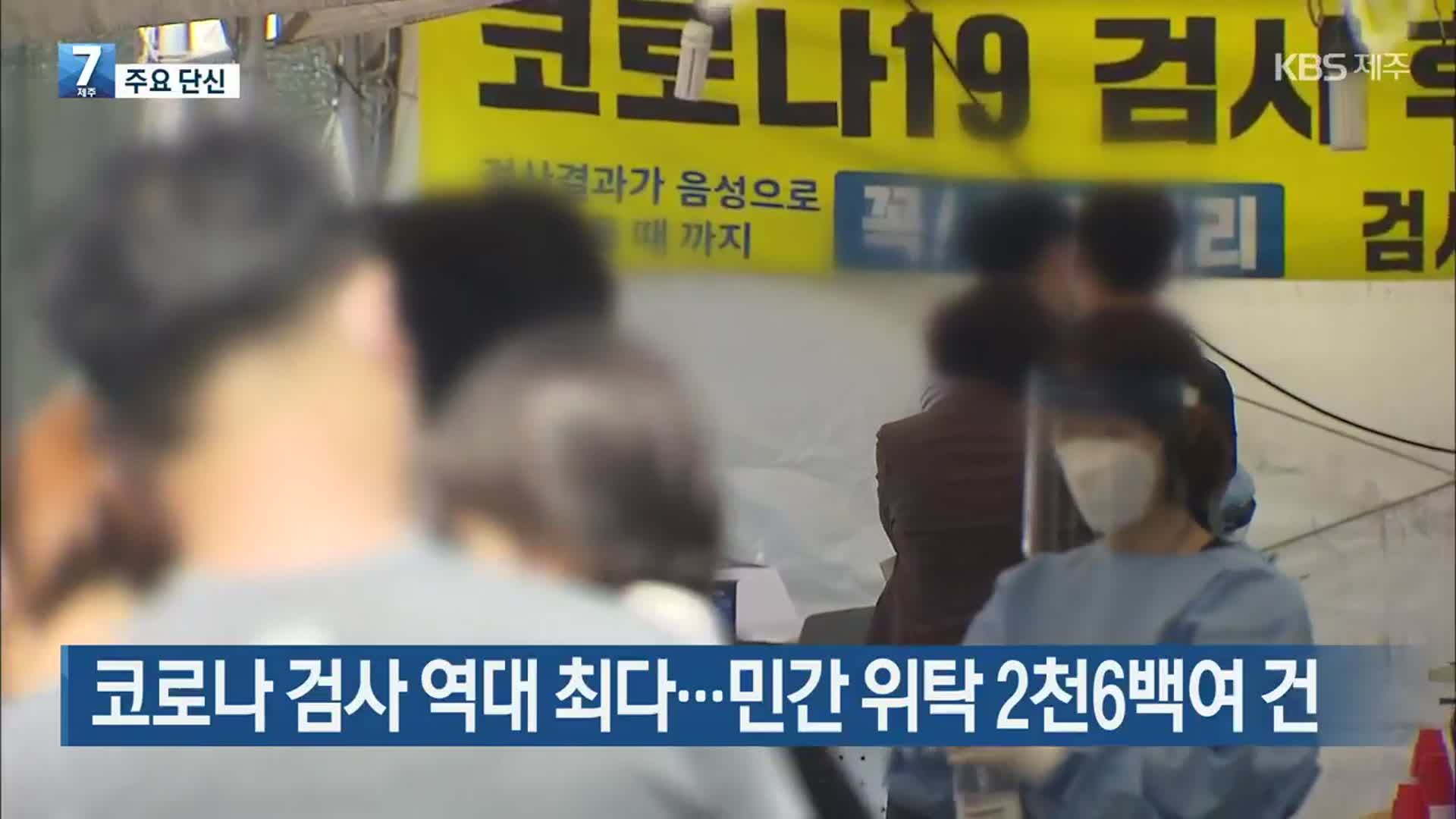 [뉴스브리핑] 코로나19 검사 역대 최다…민간 위탁 2천6백여 건 외