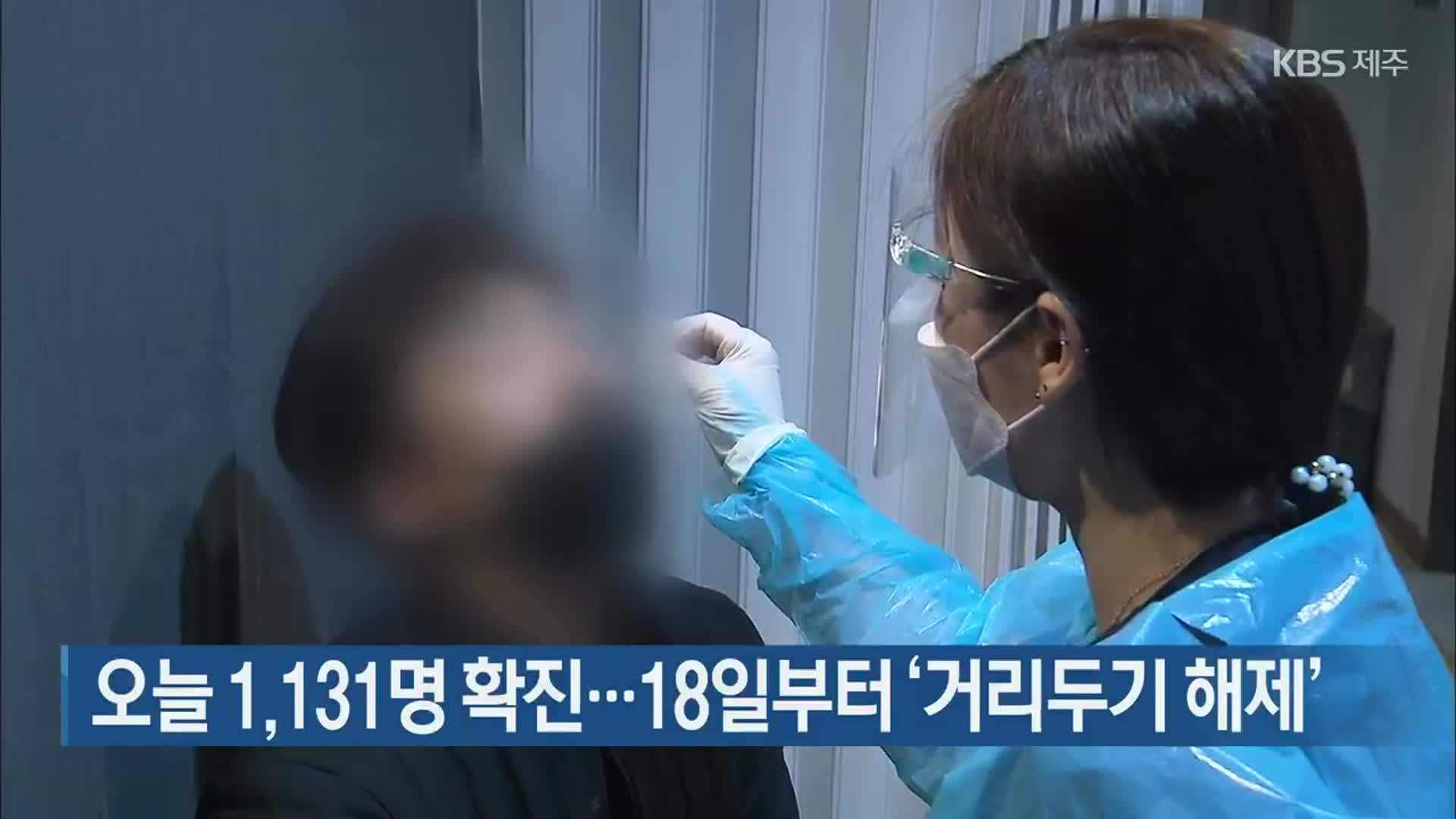 제주 오늘 1,131명 확진…18일부터 ‘거리두기 해제’