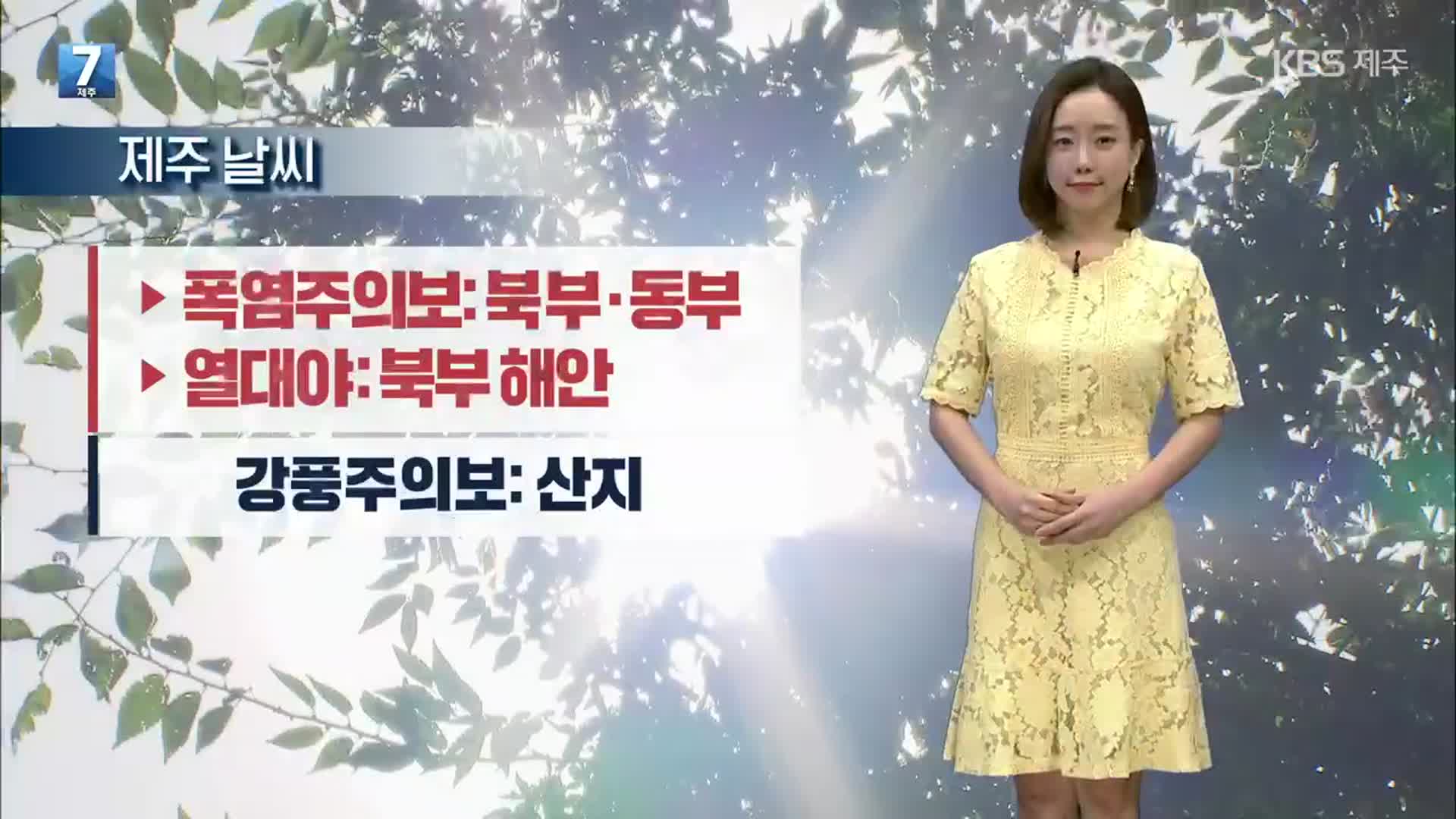 [날씨] 제주 북·동부 폭염주의보…산지 강풍주의보 계속