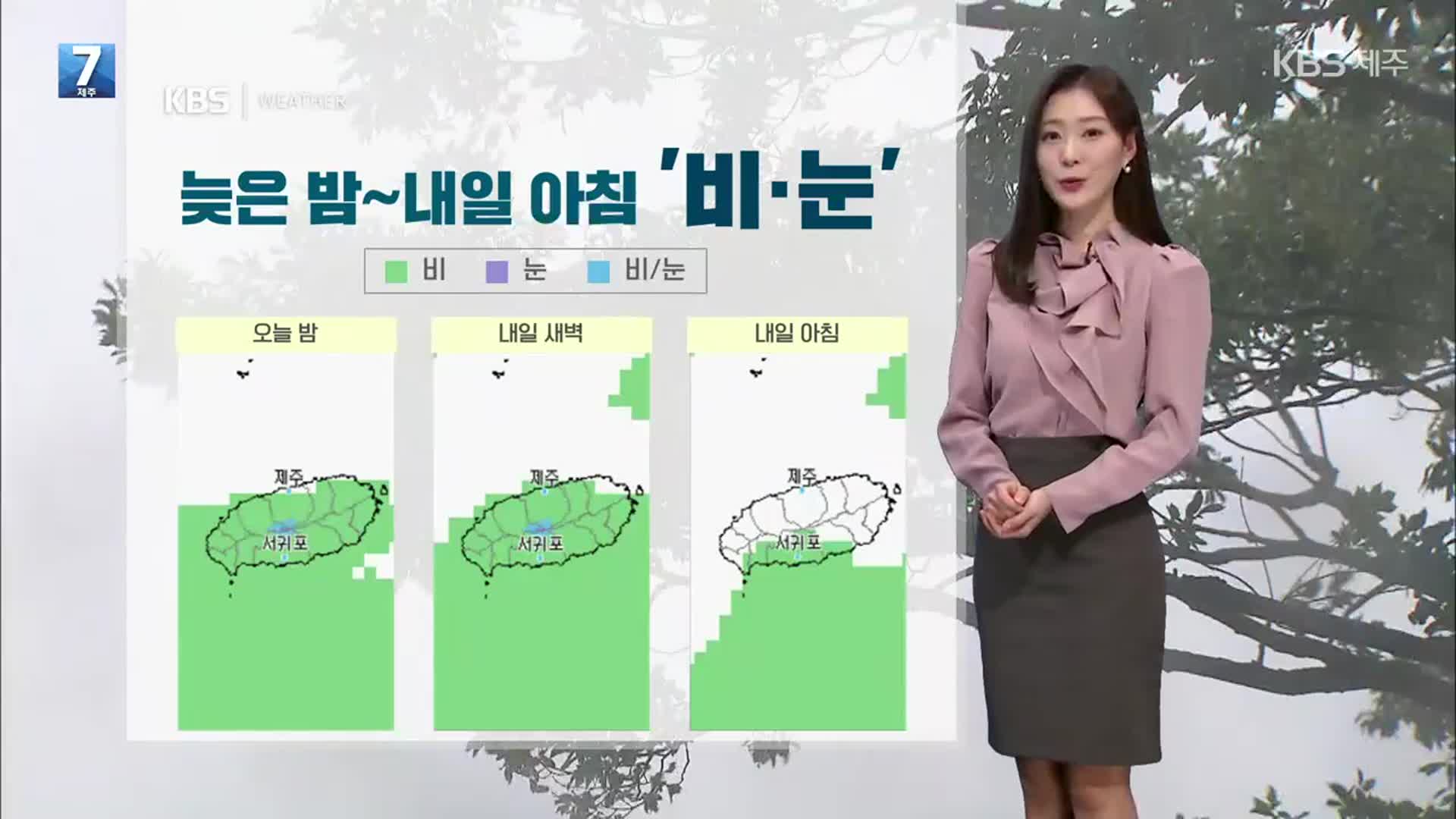 [날씨] 제주 늦은 밤~내일 아침 비·눈…오후 한때 공기 탁해