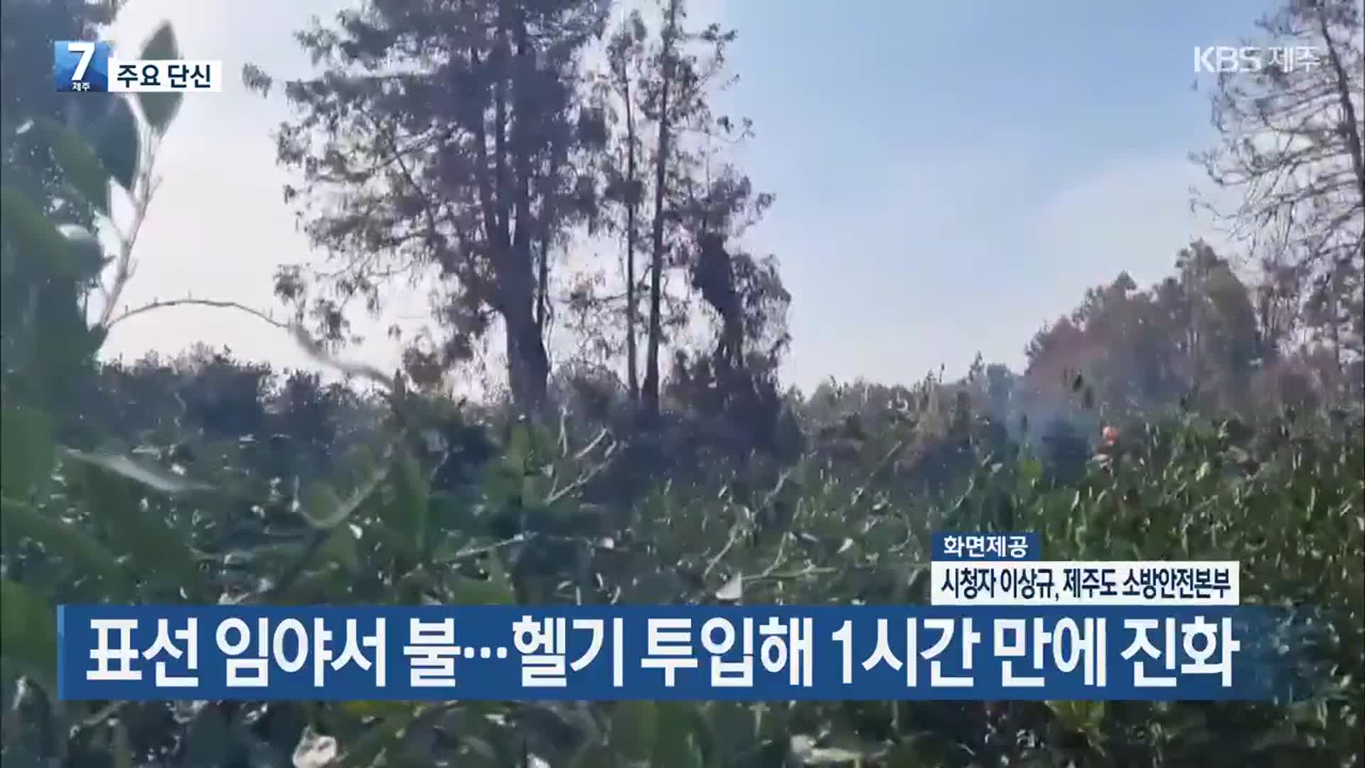 [주요 단신] 표선 임야서 불…헬기 투입해 1시간 만에 진화 외