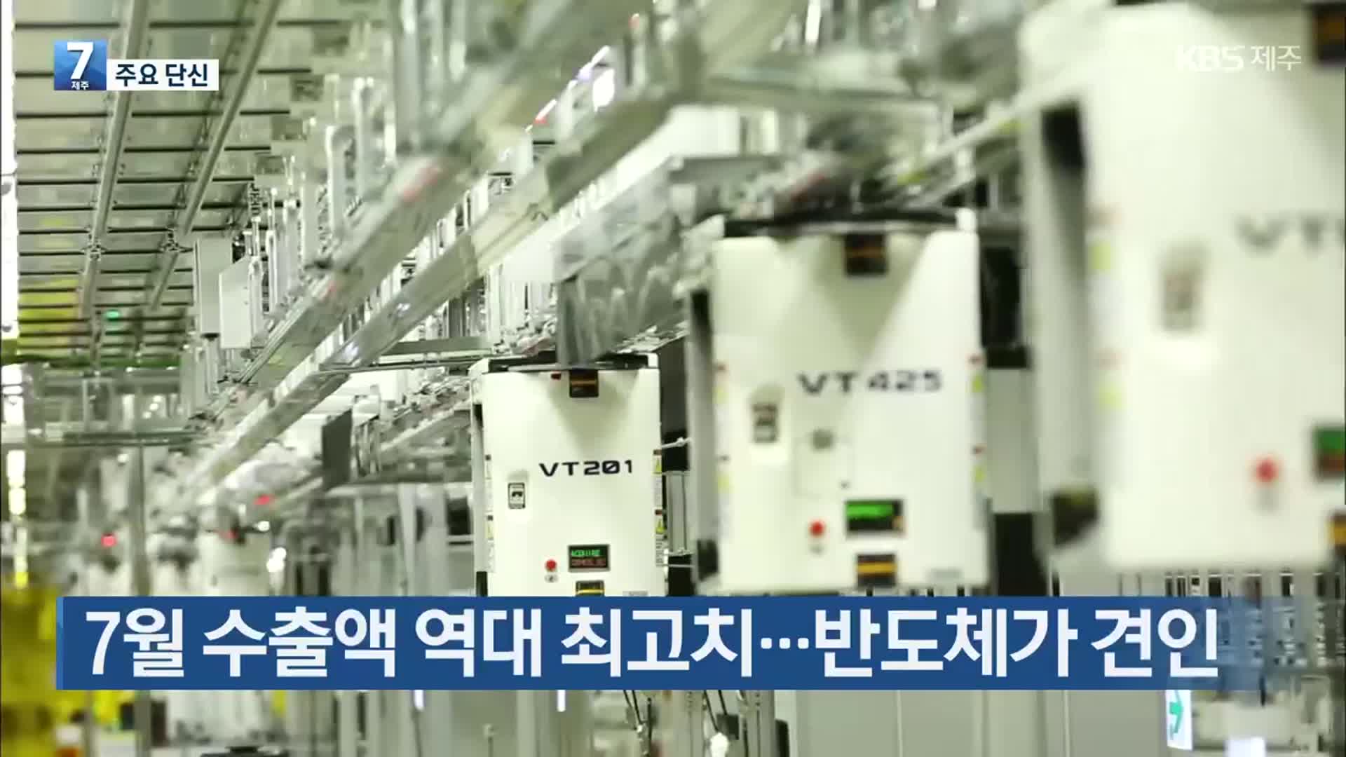 [주요 단신] 7월 수출액 역대 최고치…반도체가 견인 외