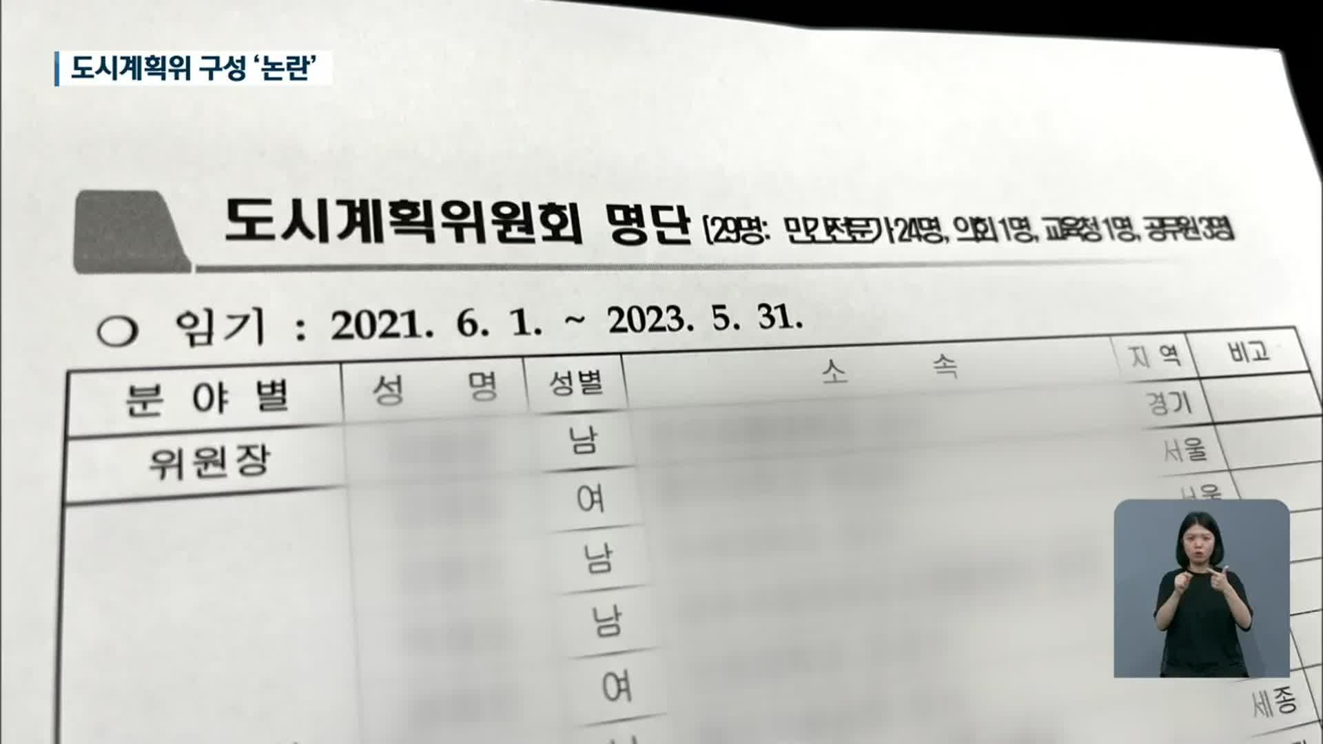 도시계획위원회 위원 선정 ‘논란’, 왜?