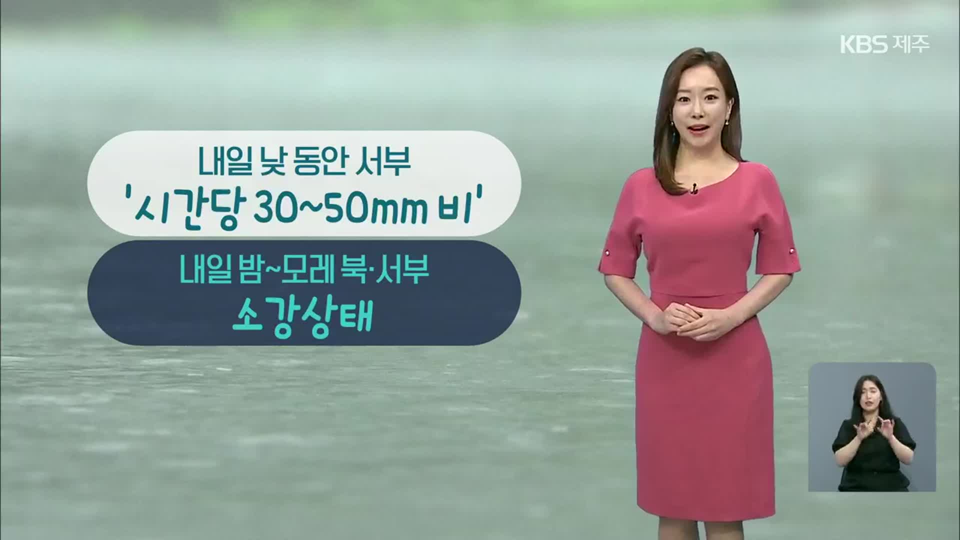 [날씨] 제주 서부 내일 낮 동안 천둥·번개 동반 30~50mm 강한 비