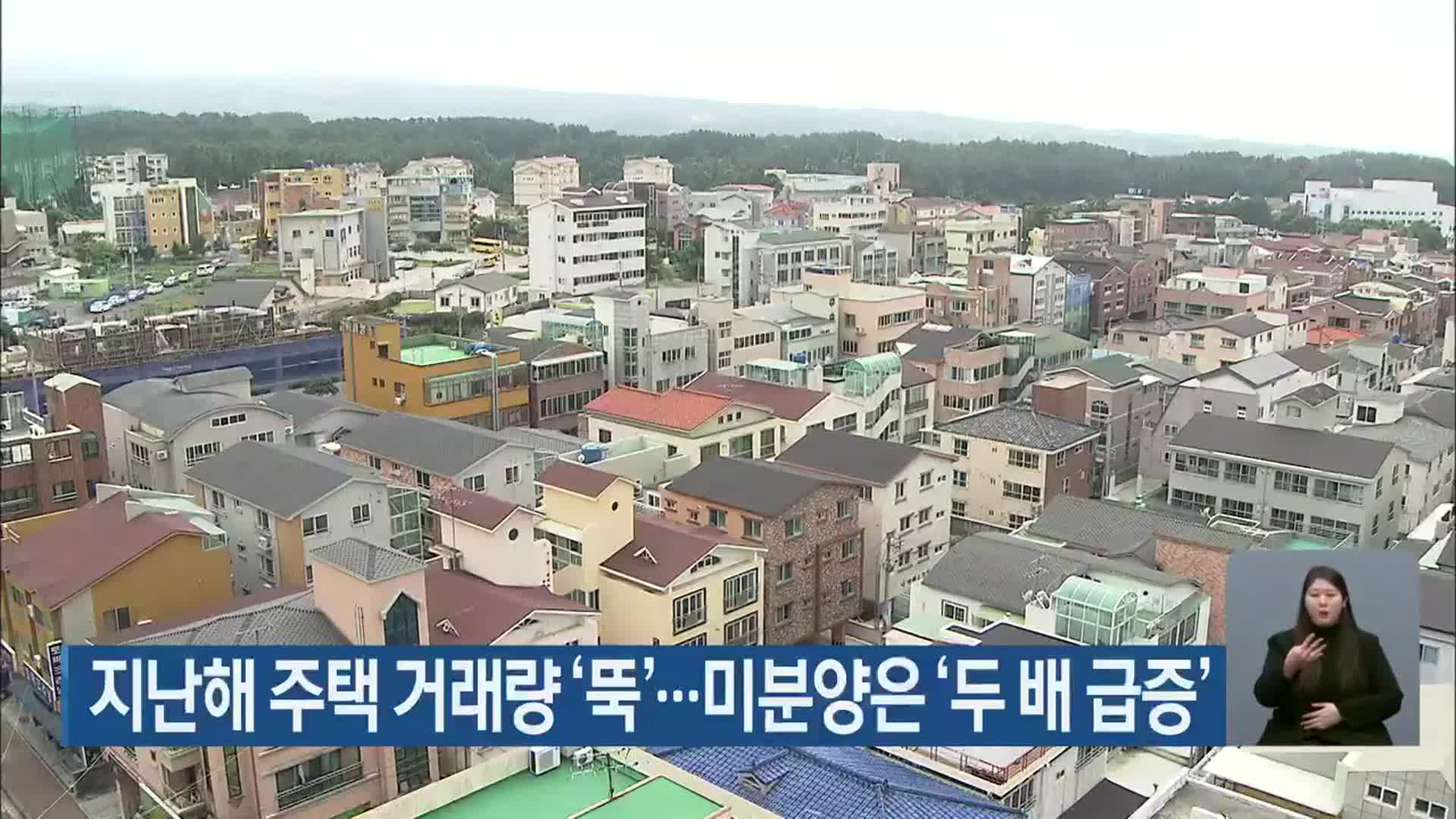 제주, 지난해 주택 거래량 ‘뚝’…미분양은 ‘두 배 급증’