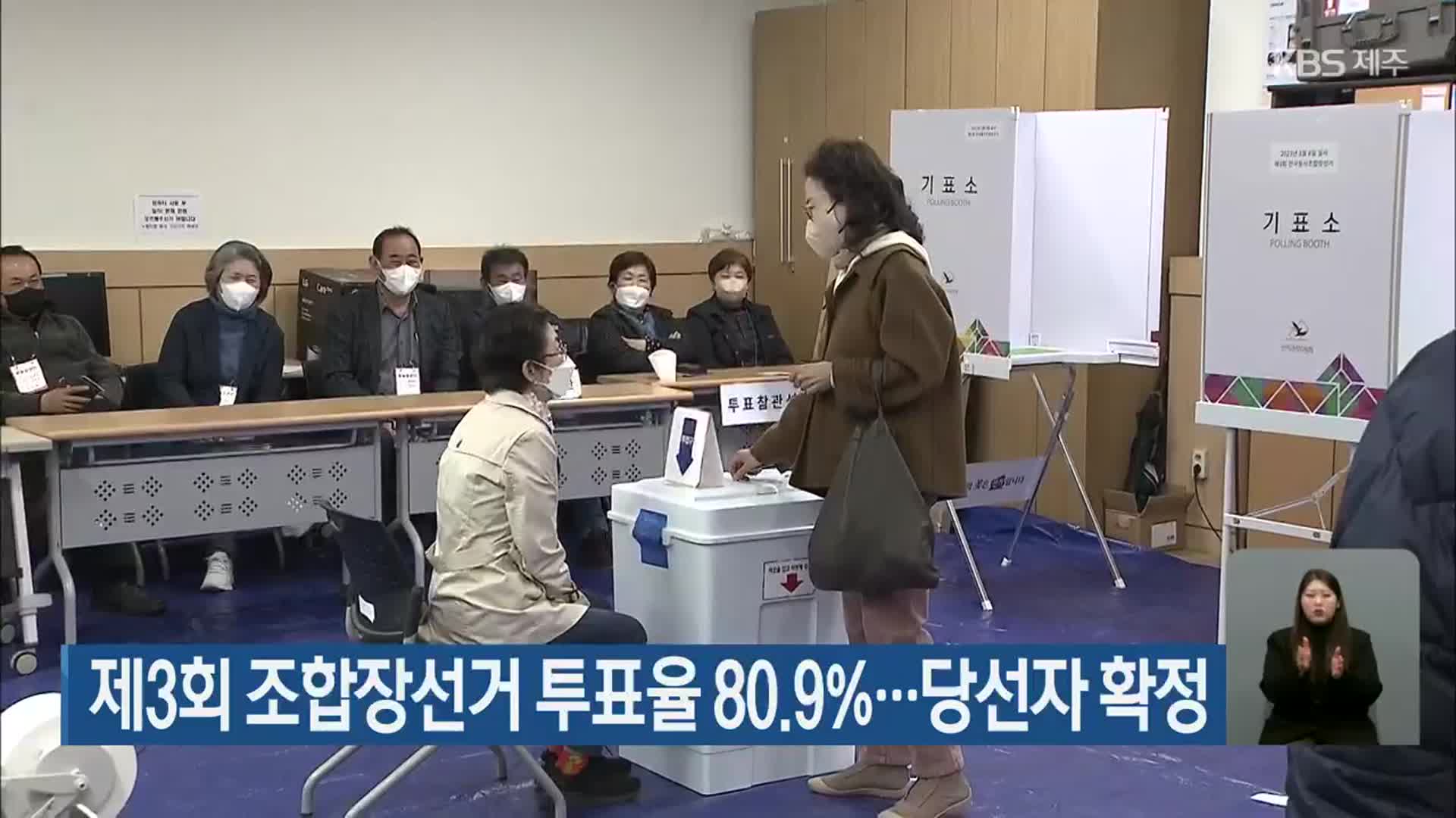 제3회 조합장선거 제주 투표율 80.9%…당선자 확정