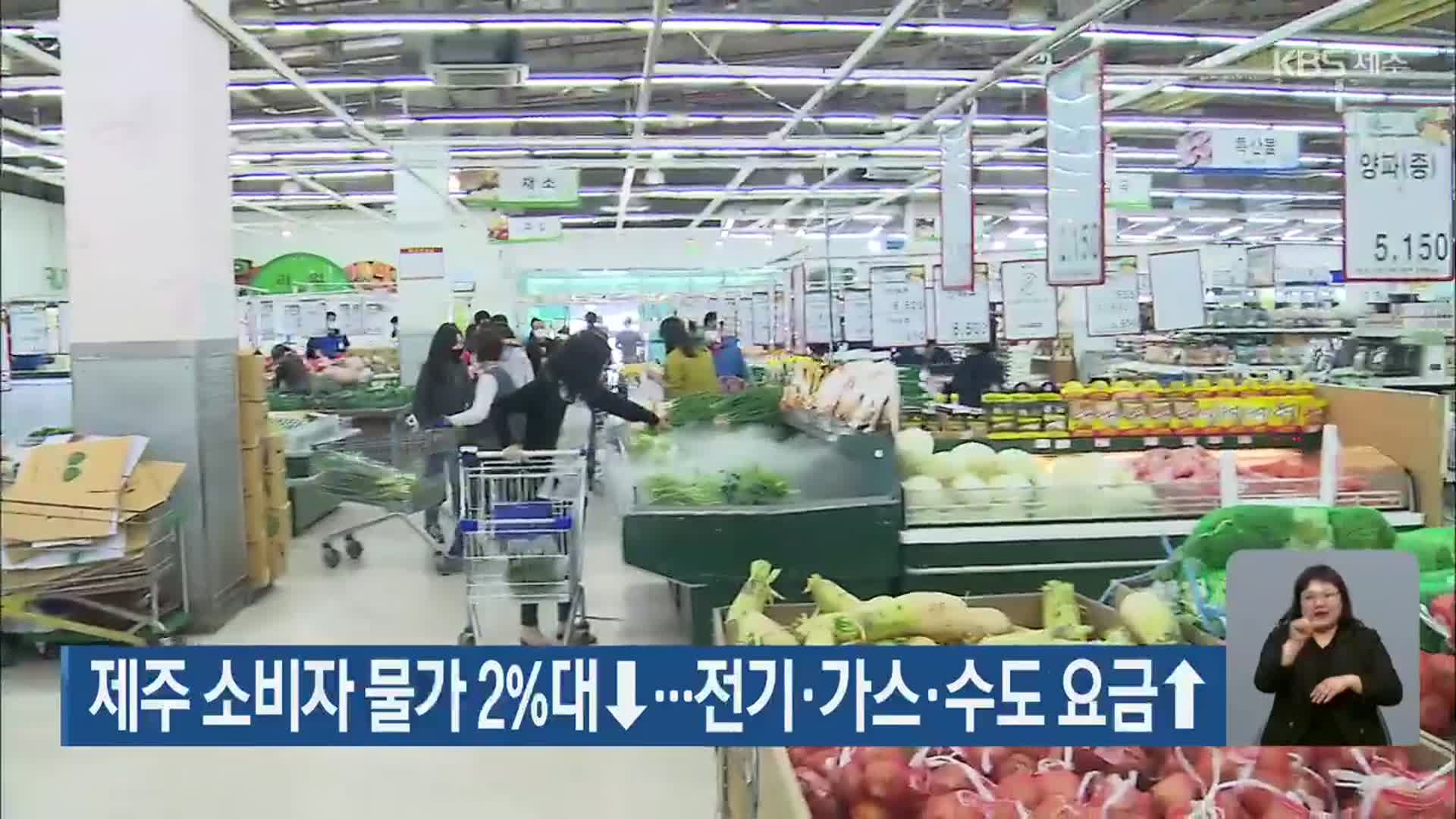 제주 소비자 물가 2%대 ↓…전기·가스·수도 요금↑