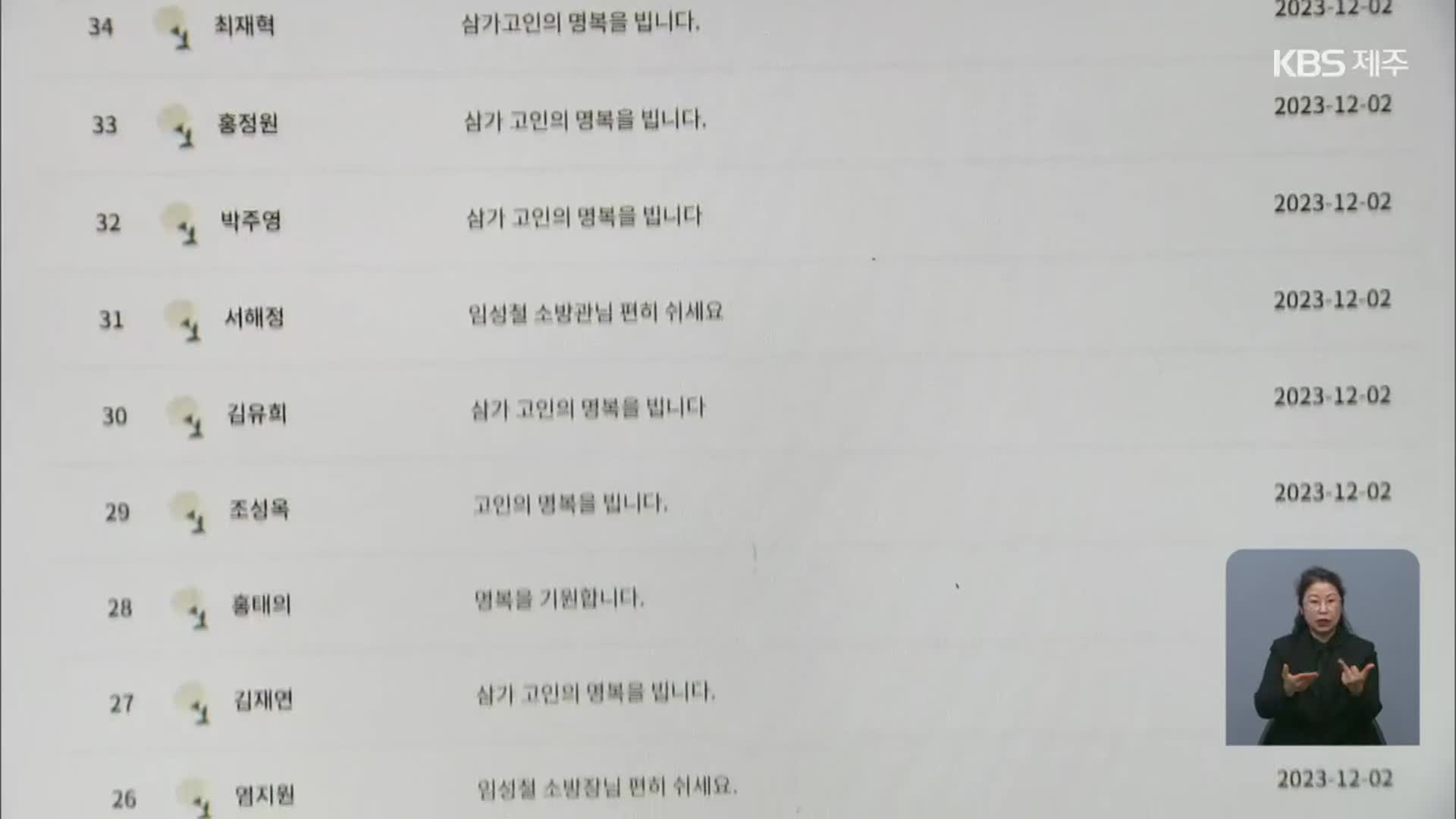 ‘도민을 위한 헌신’…고 임성철 소방장 추모 이어져