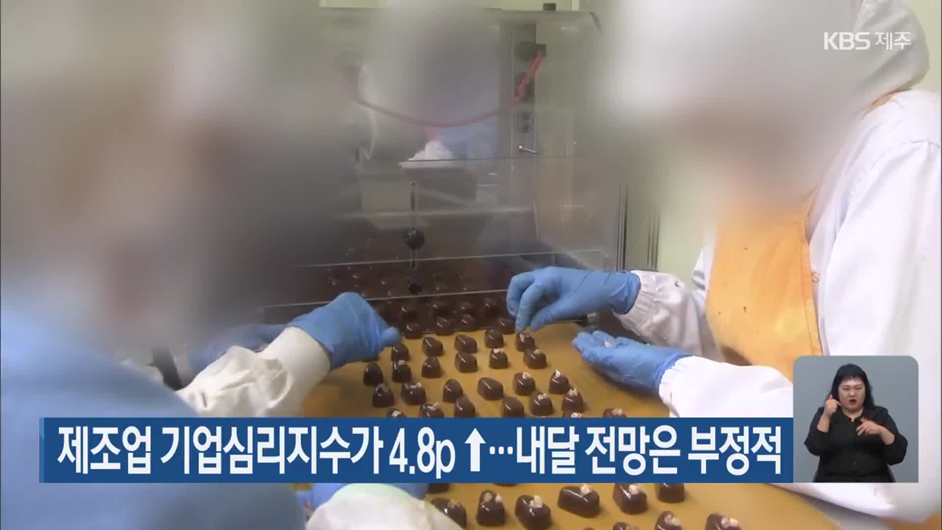 제주 제조업 기업심리지수가 4.8p ↑…내달 전망은 부정적