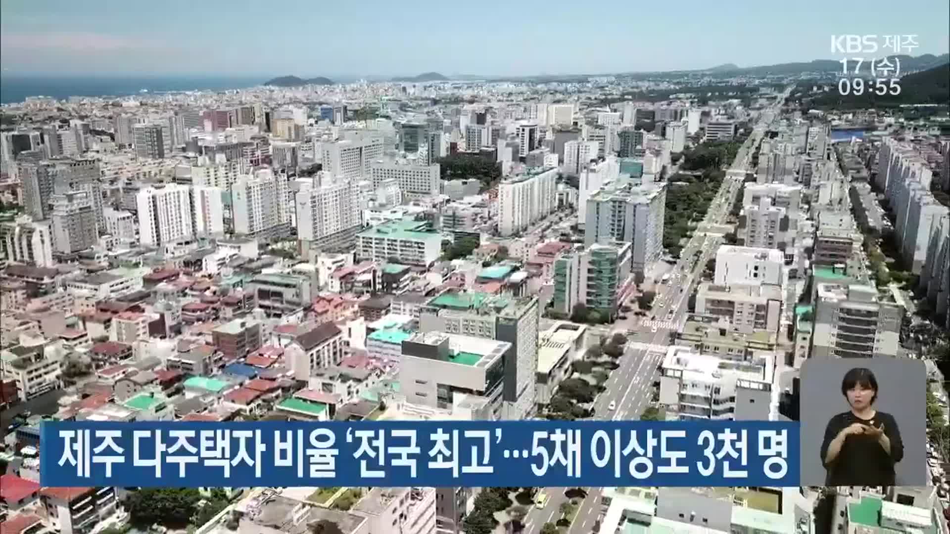 제주 다주택자 비율 ‘전국 최고’…5채 이상도 3천 명