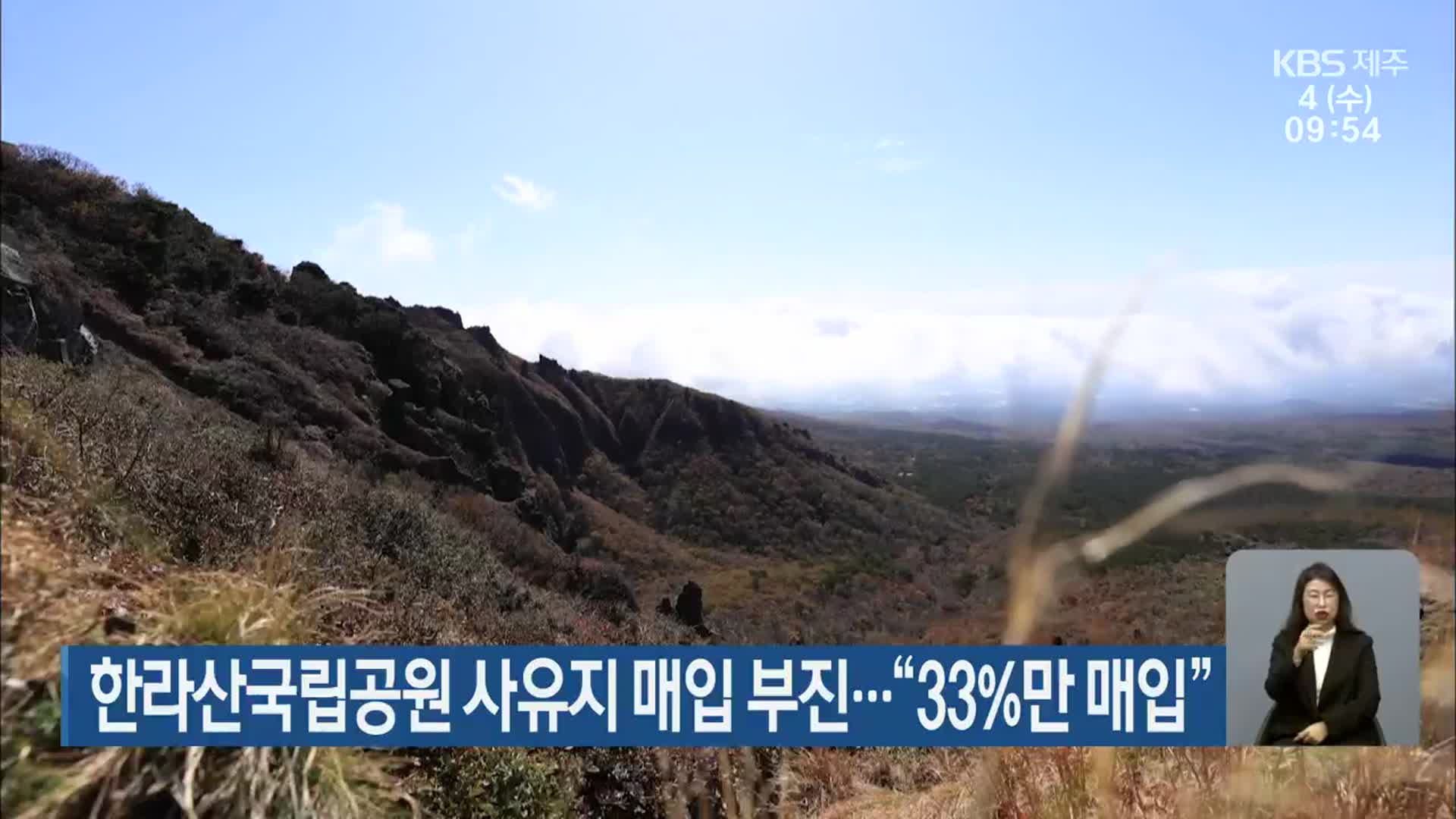 한라산국립공원 사유지 매입 부진…“33%만 매입”