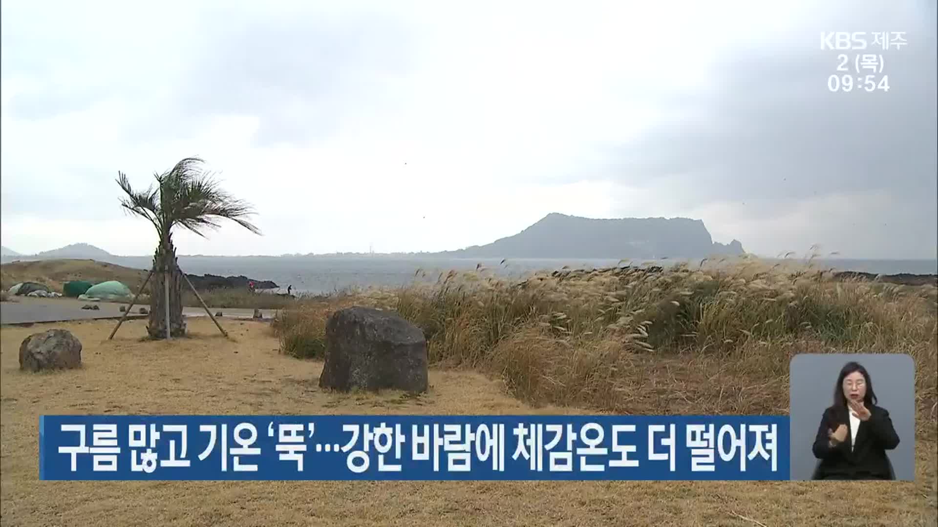 제주 구름 많고 기온 ‘뚝’…강한 바람에 체감온도 더 떨어져