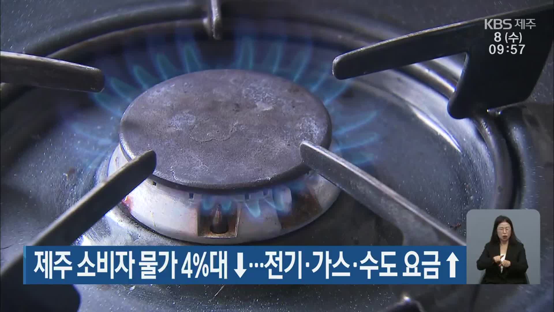 제주 소비자 물가 4%대↓…전기·가스·수도 요금↑