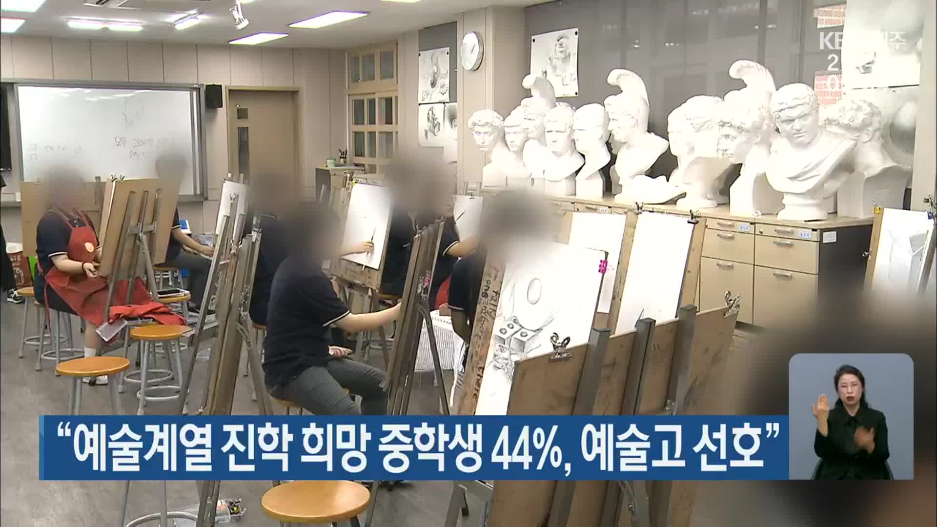 “예술계열 진학 희망 중학생 44%, 예술고 선호”