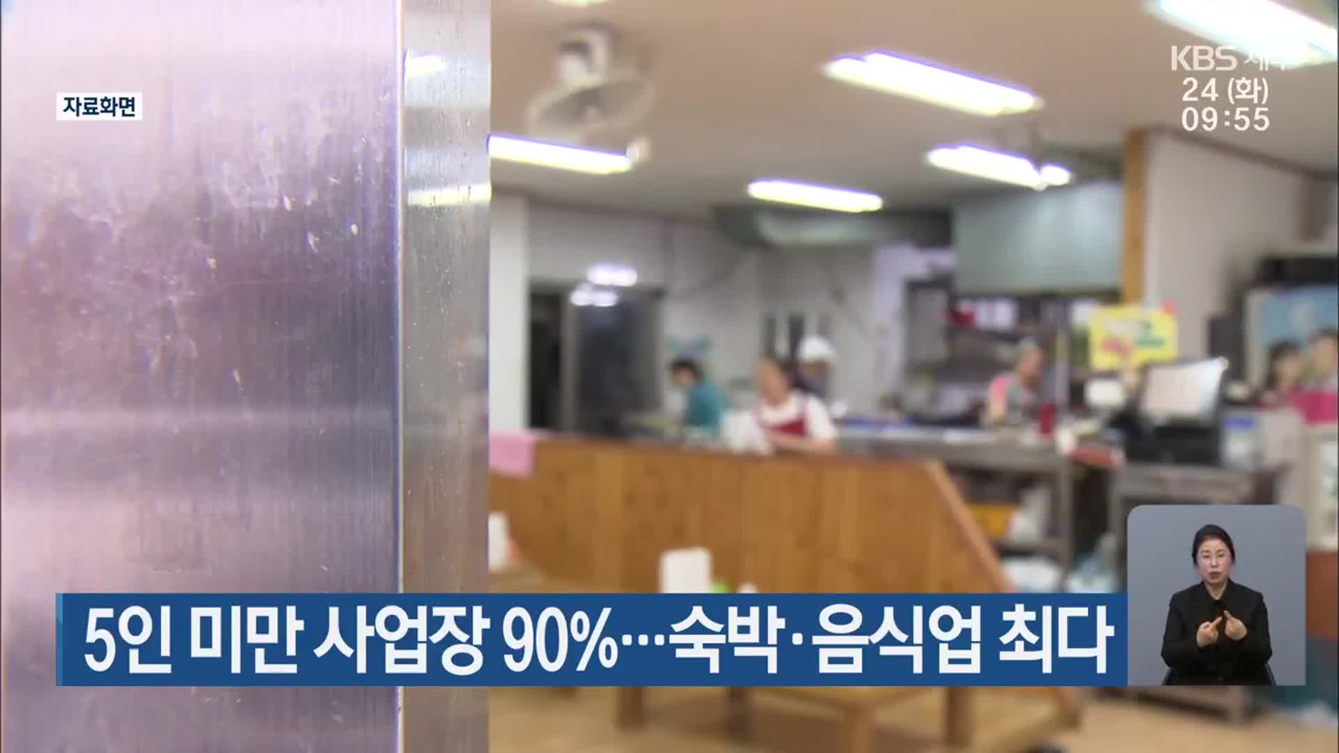 5인 미만 사업장 90%…숙박·음식업 최다