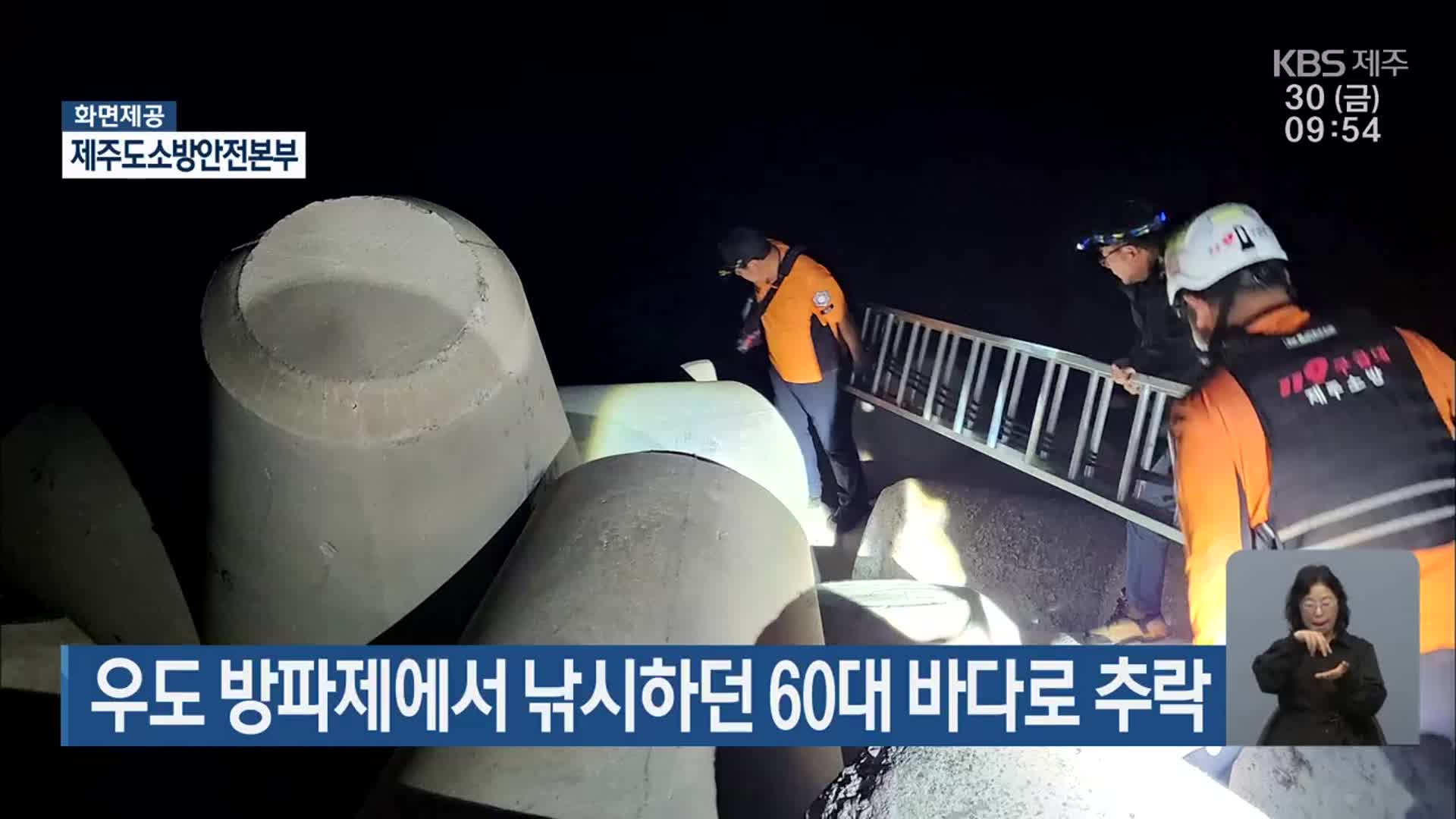 우도 방파제에서 낚시하던 60대 바다로 추락