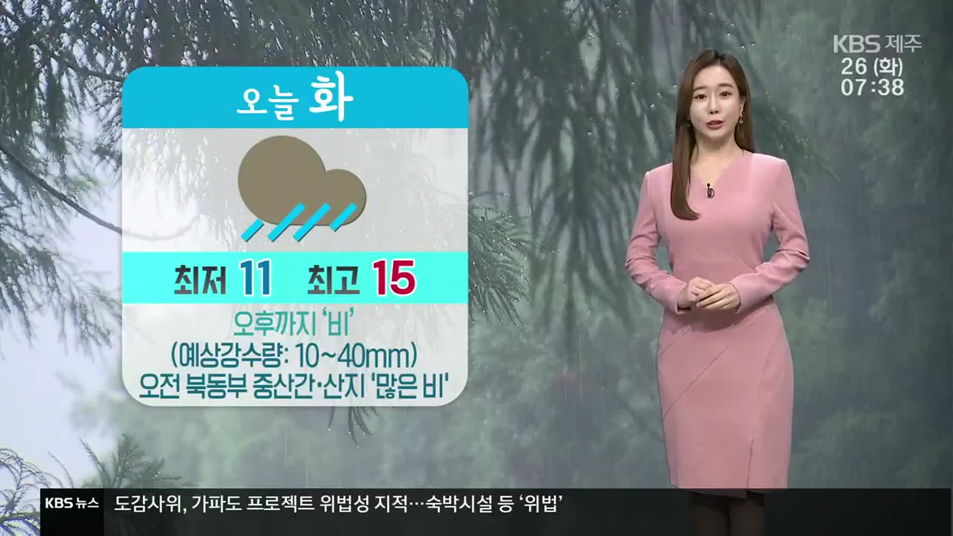 [날씨] 제주, 흐리고 비…오후까지 10~40㎜