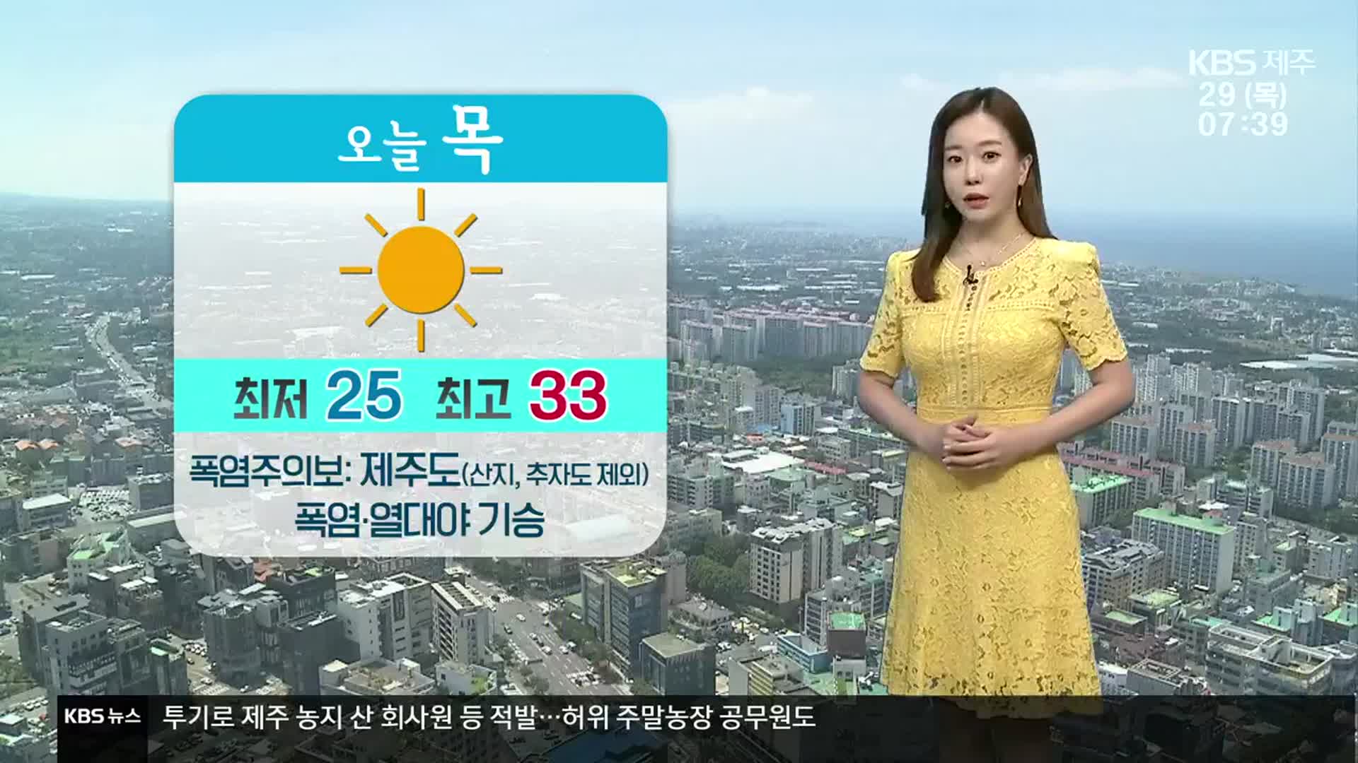 [날씨] 제주 폭염·열대야 기승…한낮 33도 무더위