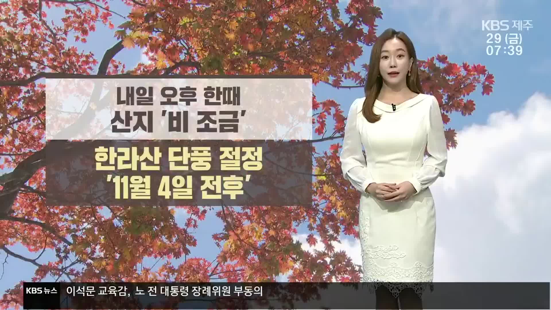 [날씨] 제주 동부·산지 오전 ‘빗방울’…11월 4일 전후 ‘한라산 단풍 절정’