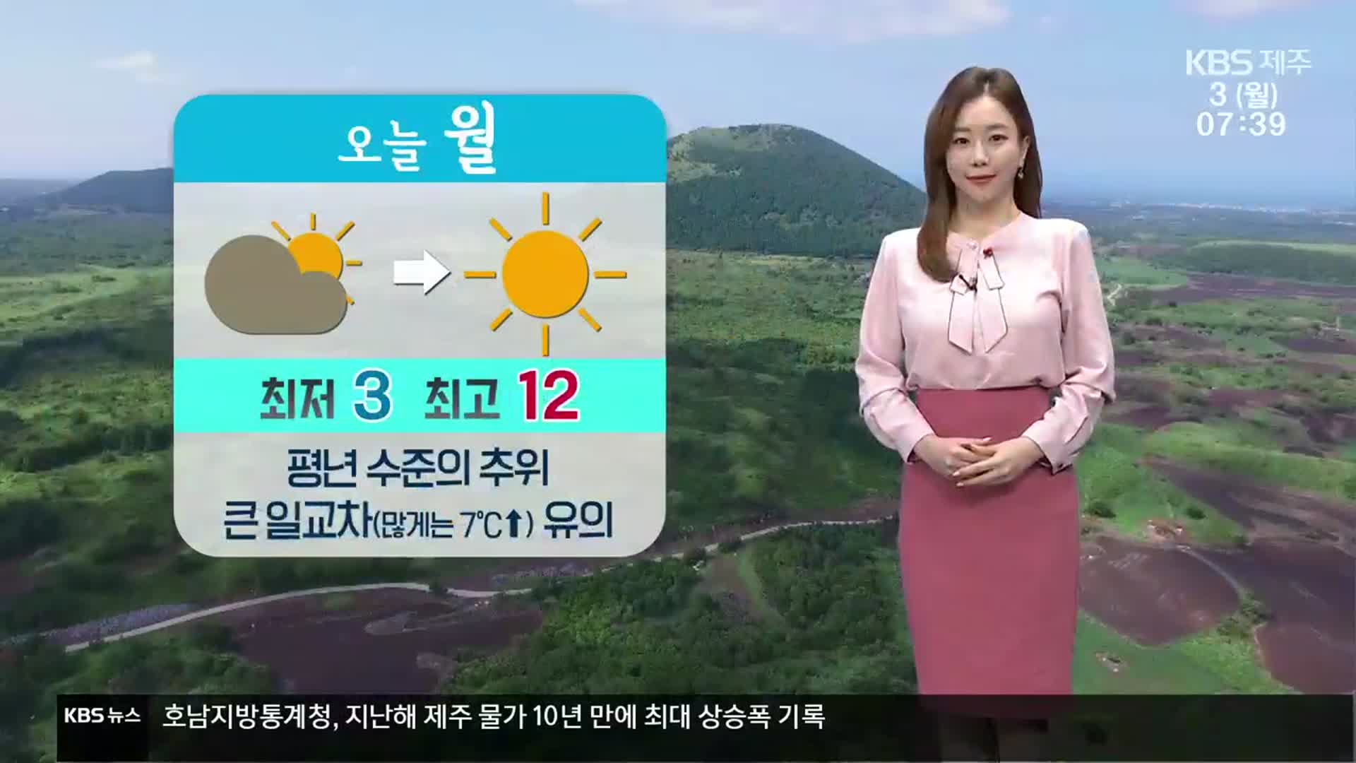 [날씨] 제주 오늘 평년 수준 추위…미세먼지 ‘보통’