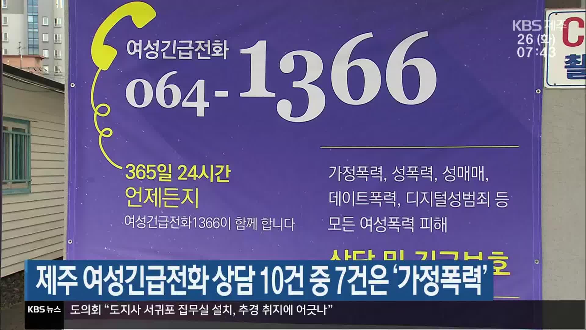 제주 여성긴급전화 상담 10건 중 7건은 ‘가정폭력’