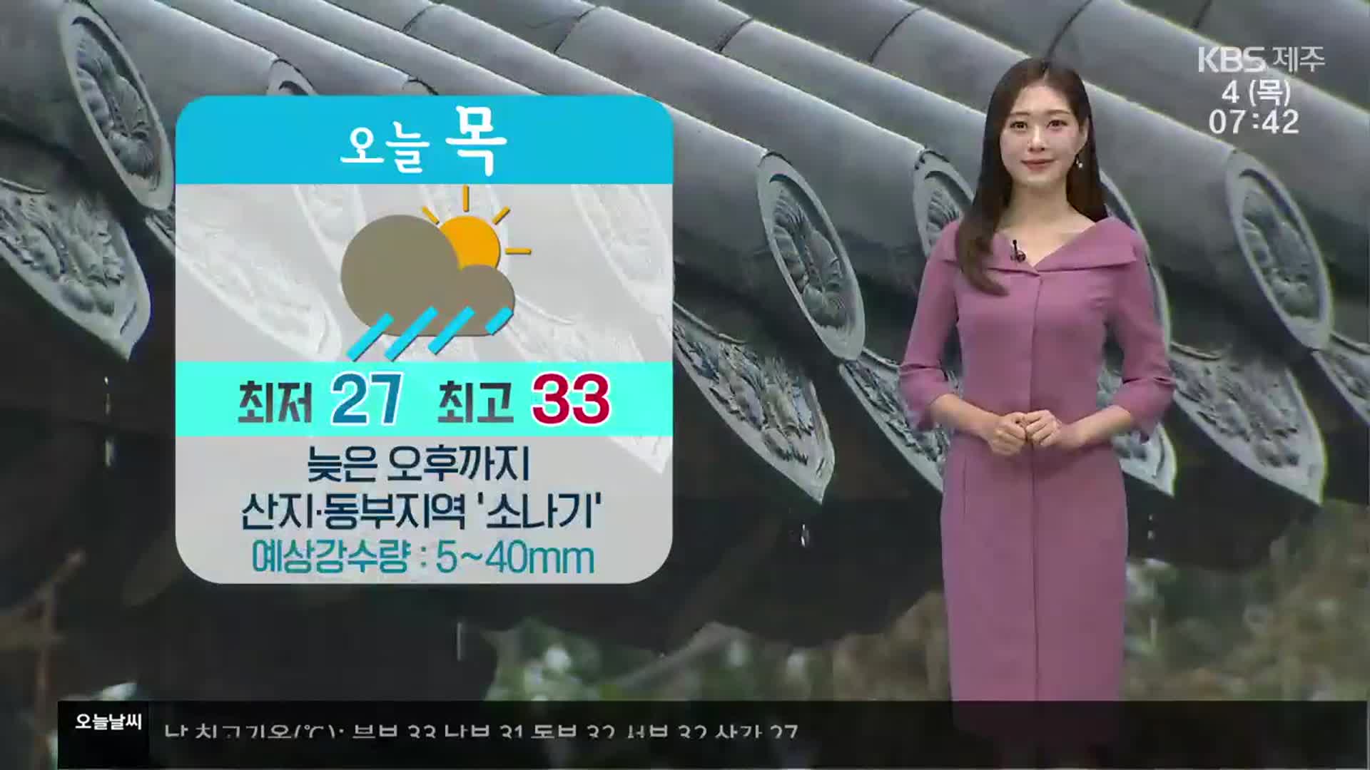 [날씨] 제주 늦은 오후까지 일부지역 ‘소나기’…낮 최고 33도