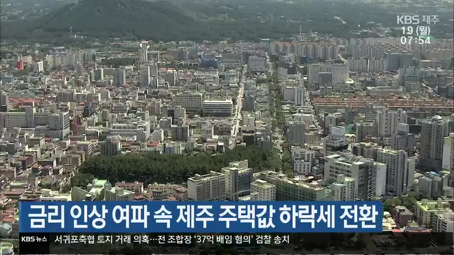금리 인상 여파 속 제주 주택값 하락세 전환