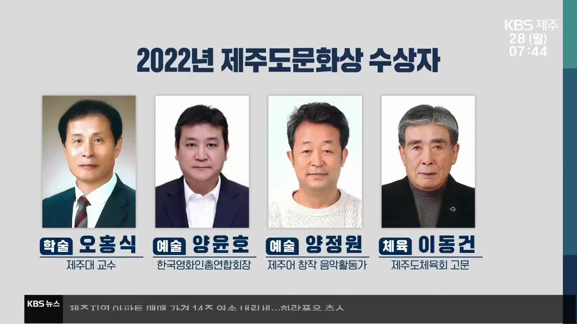 2022년 제주도문화상 5개 부문 7명 선정