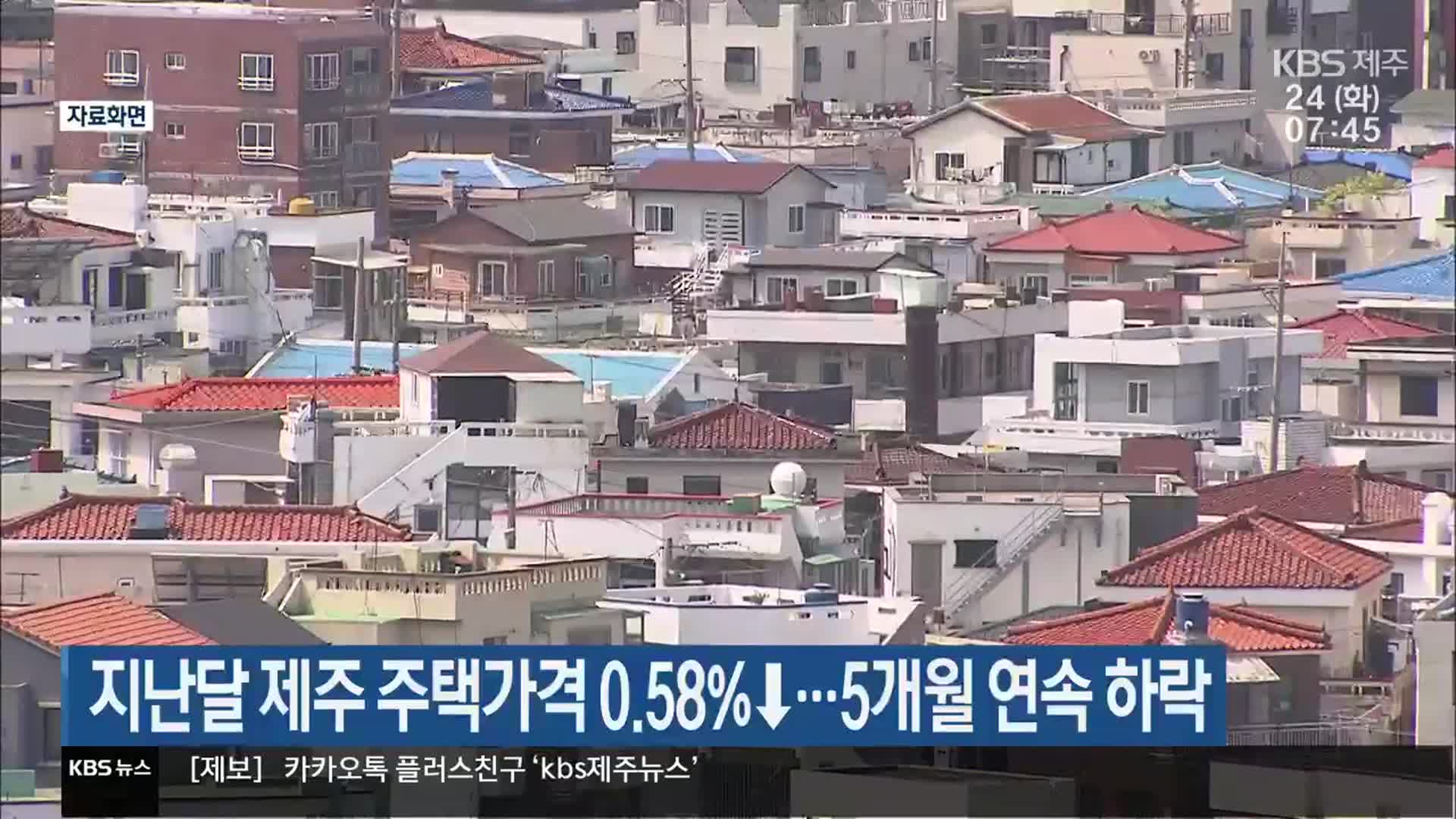 지난달 제주 주택가격 0.58%↓…5개월 연속 하락