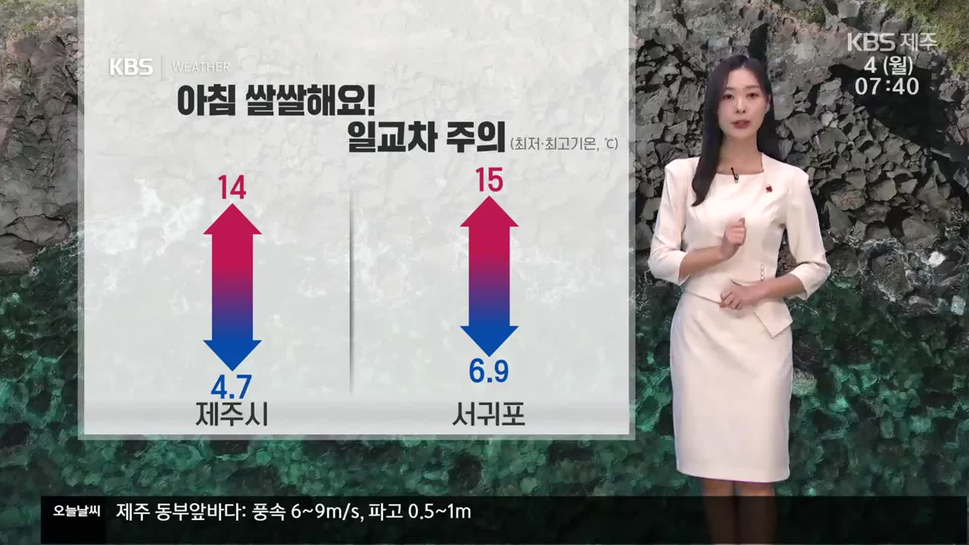 [날씨] 제주 아침 쌀쌀, 낮부터 추위 풀려…일교차 주의!