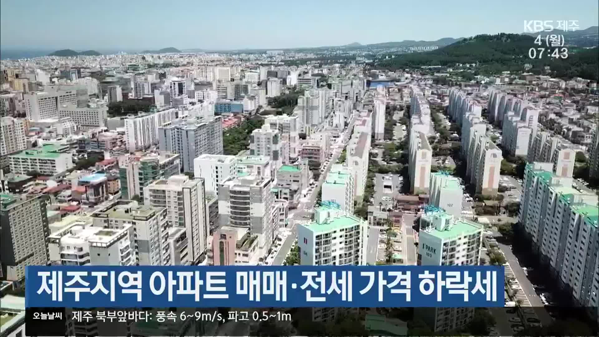 제주지역 아파트 매매·전세 가격 하락세