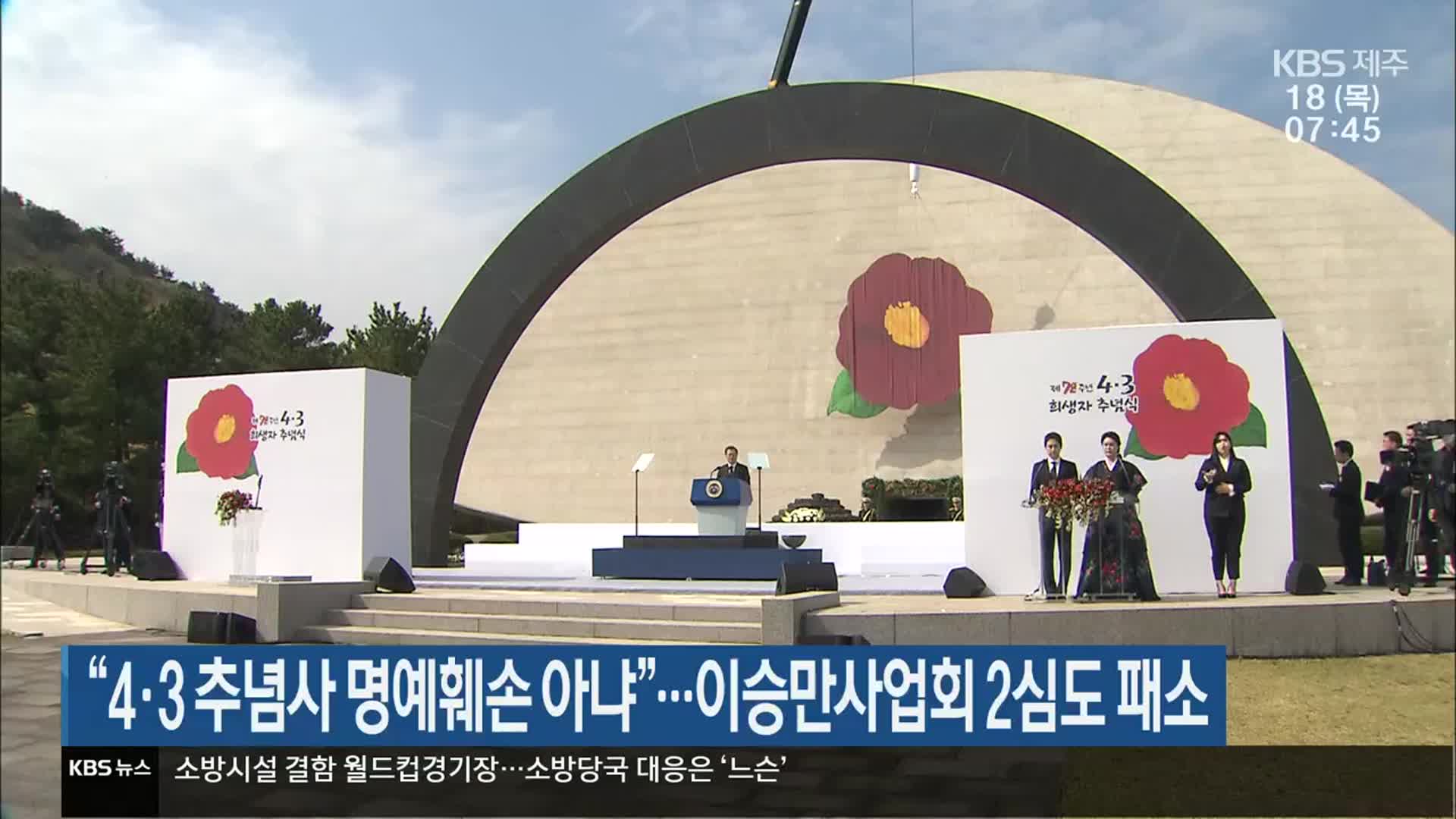 “4·3 추념사 명예훼손 아냐”…이승만사업회 2심도 패소