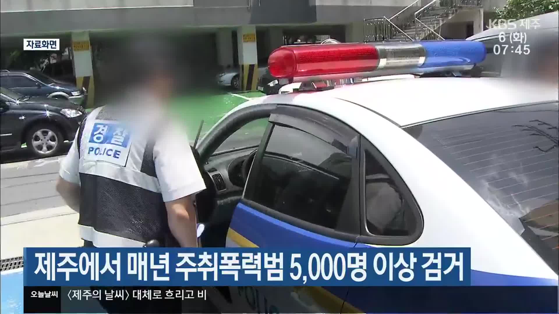 제주에서 매년 주취폭력범 5,000명 이상 검거